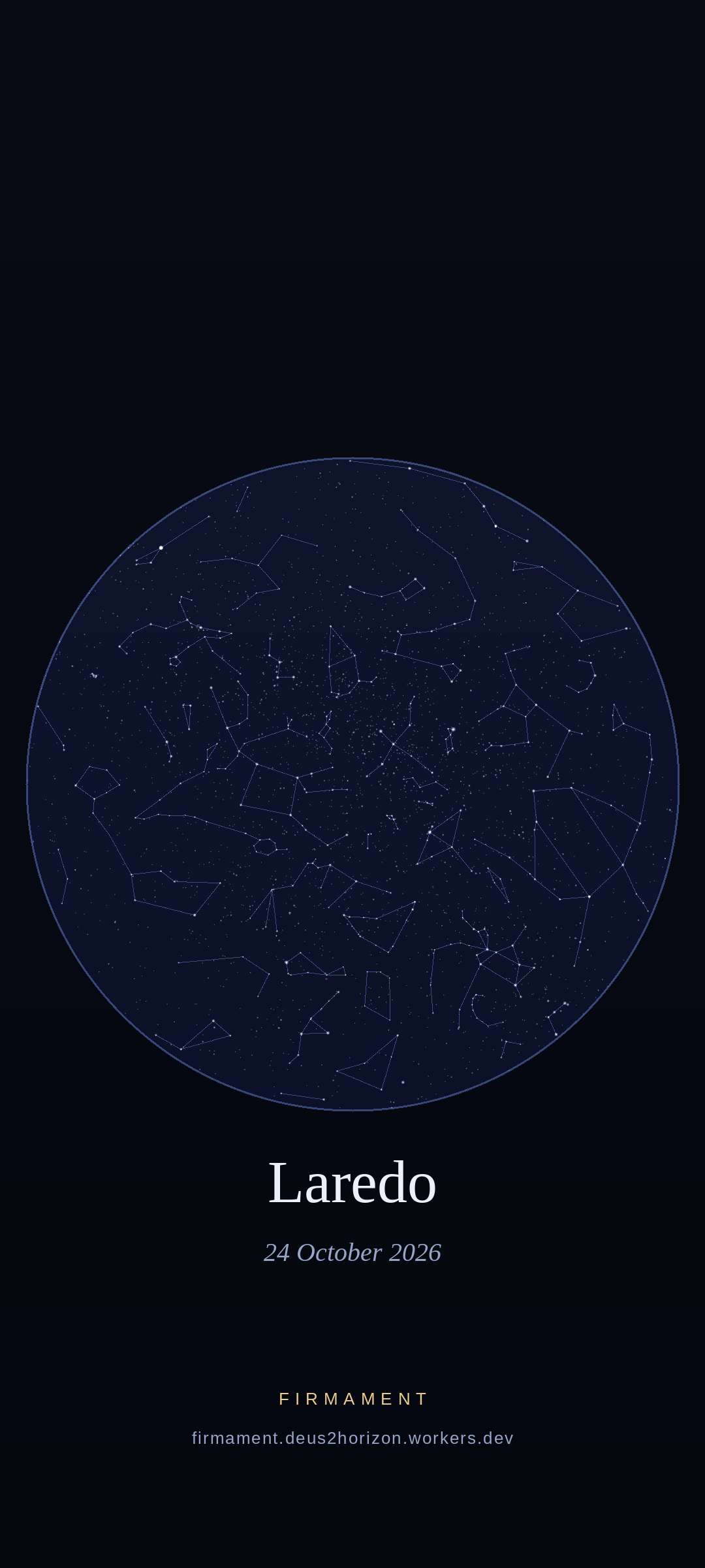 Night sky over Laredo, United States on 24 October 2026