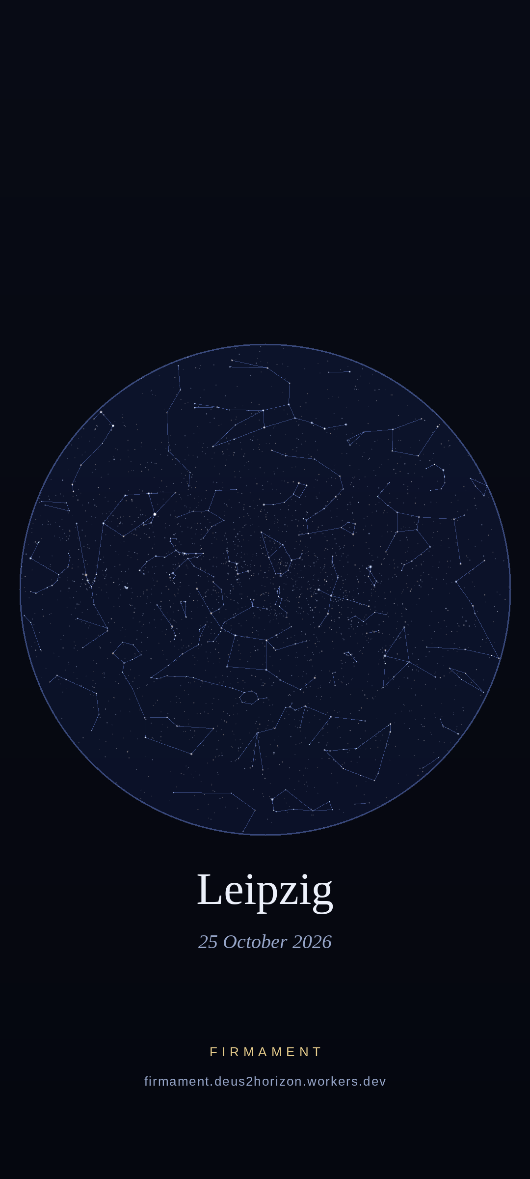 Night sky over Leipzig, Germany on 25 October 2026
