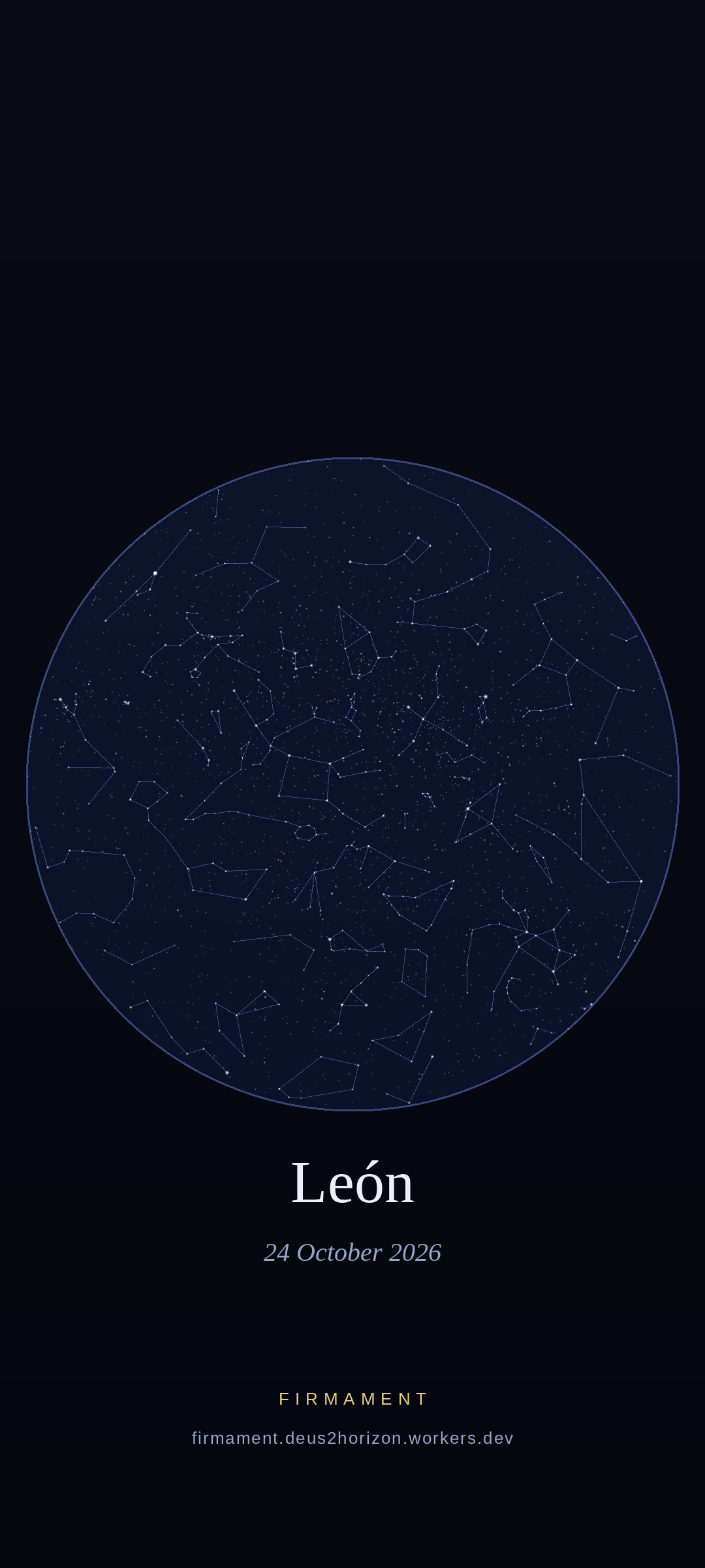 Night sky over León, Mexico on 24 October 2026
