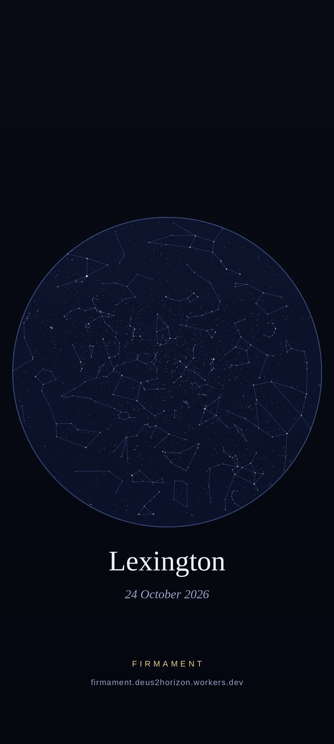 Night sky over Lexington, United States on 24 October 2026
