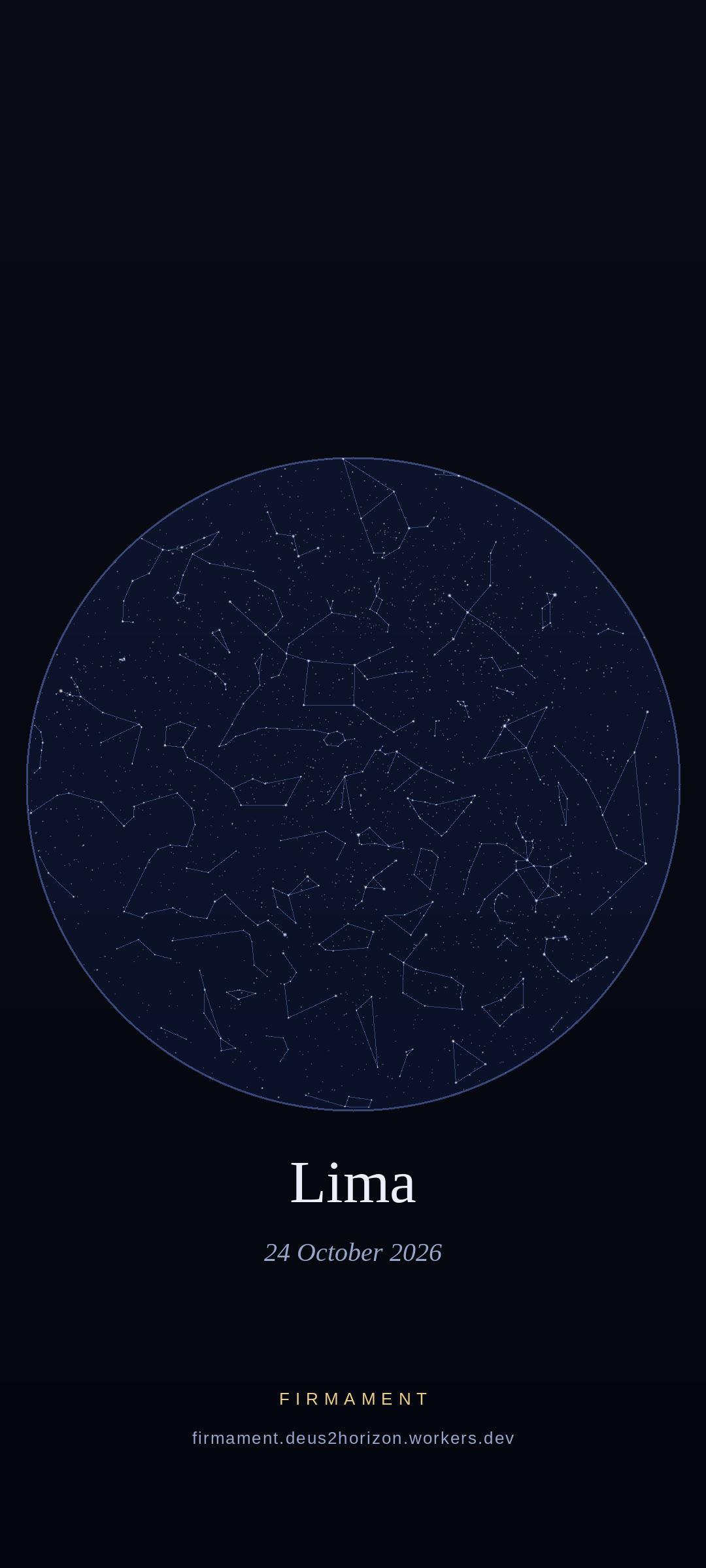 Night sky over Lima, Peru on 24 October 2026