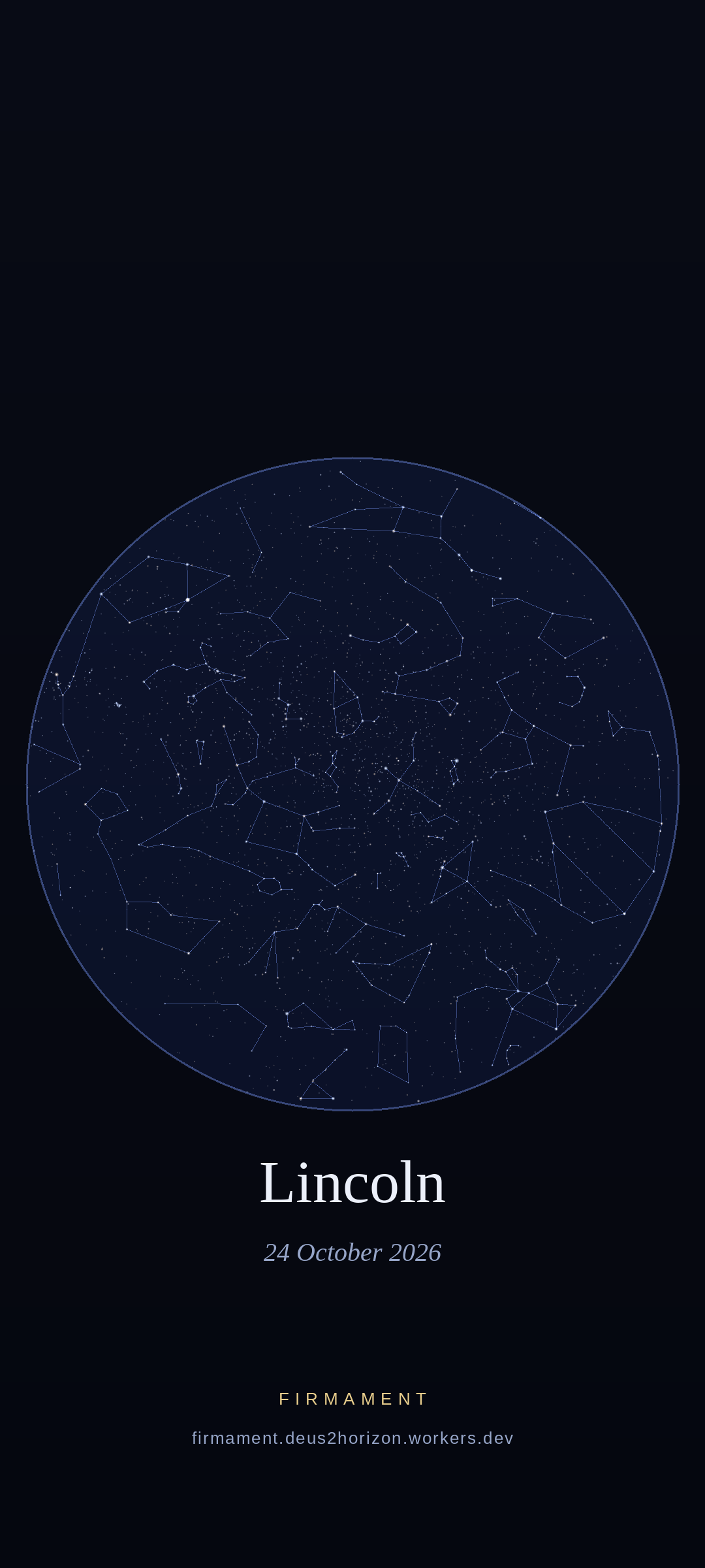 Night sky over Lincoln, United States on 24 October 2026