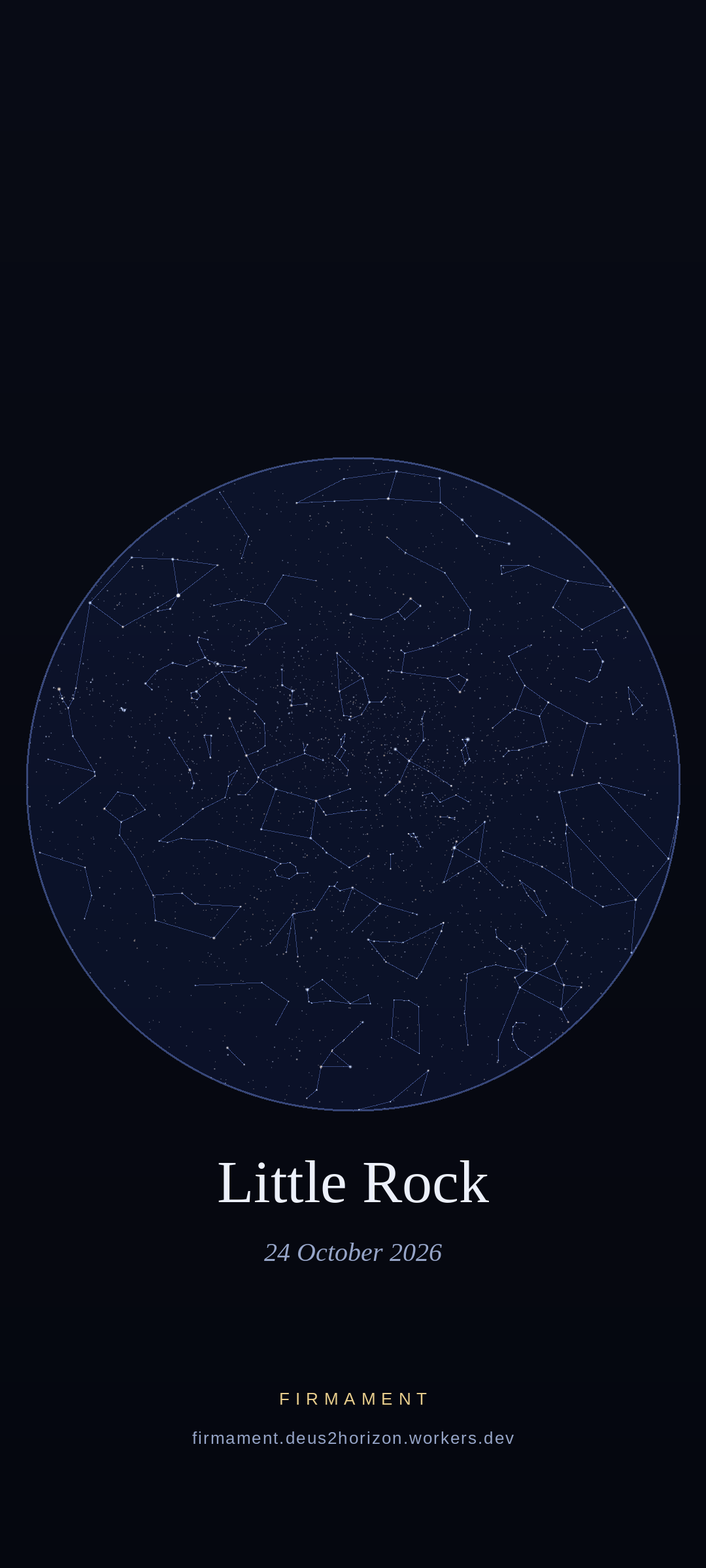 Cielo notturno sopra Little Rock, United States il 24 ottobre 2026