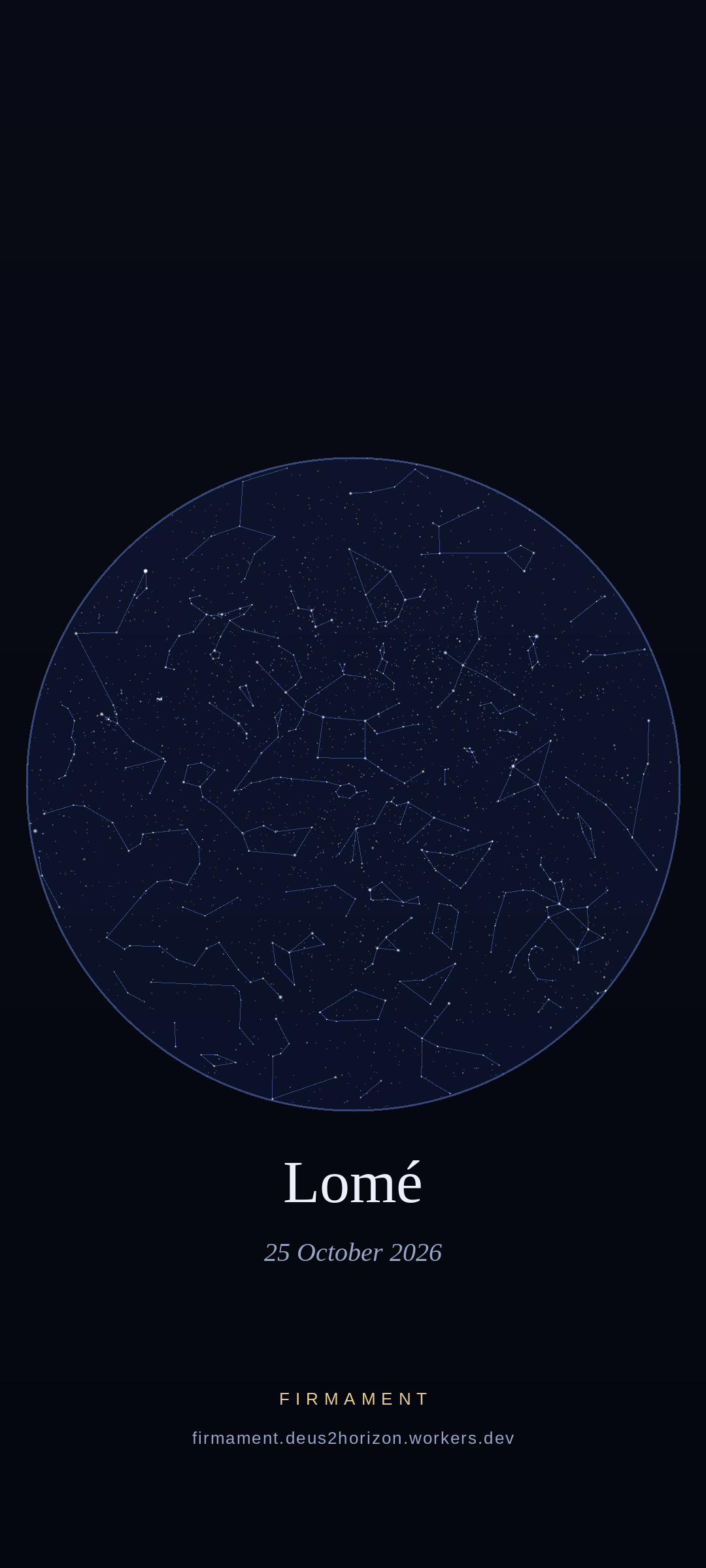 Night sky over Lomé, Togo on 24 October 2026