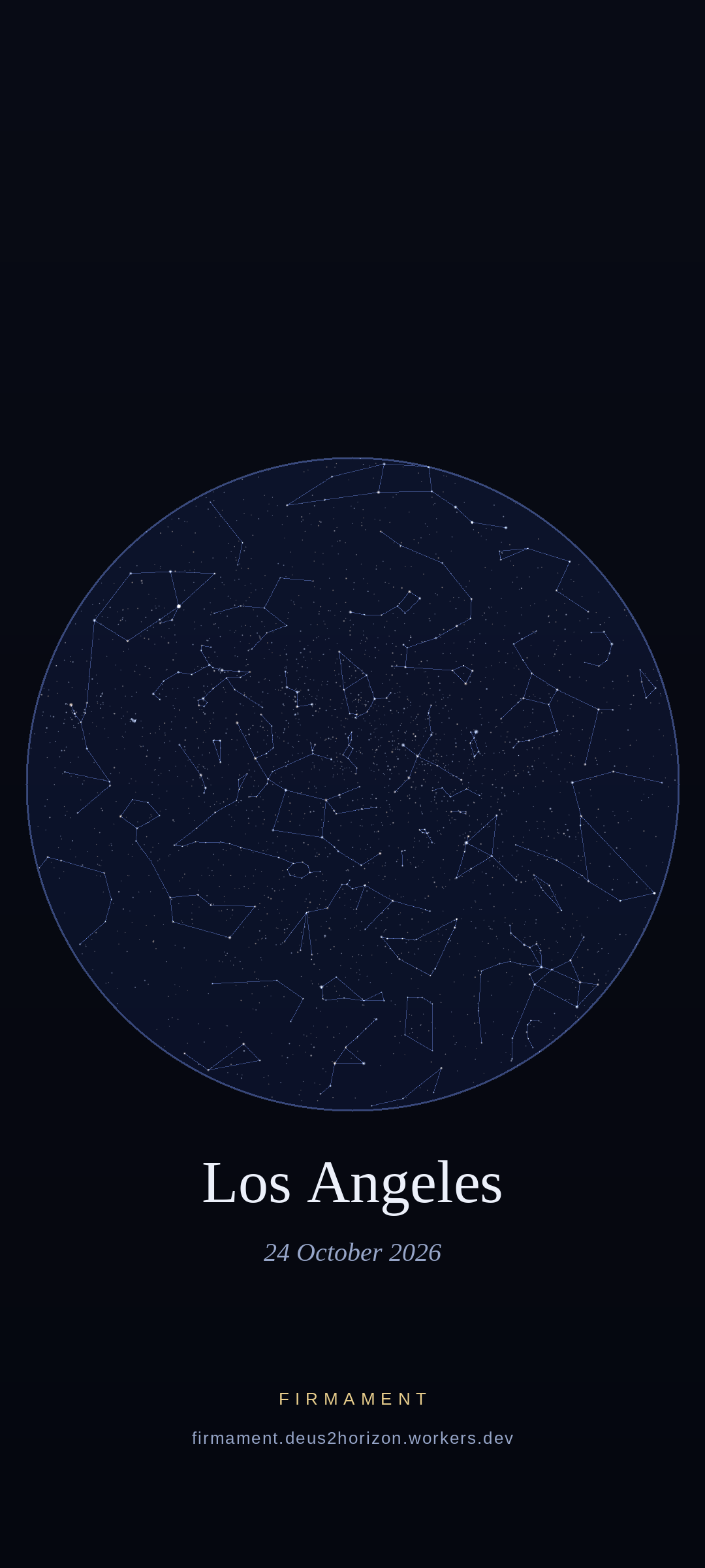 Night sky over Los Angeles, United States on 24 October 2026