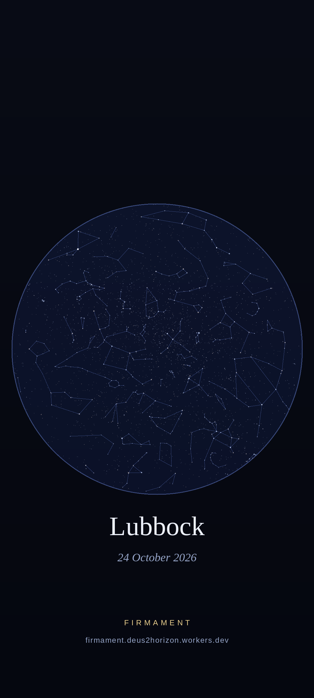 Night sky over Lubbock, United States on 24 October 2026