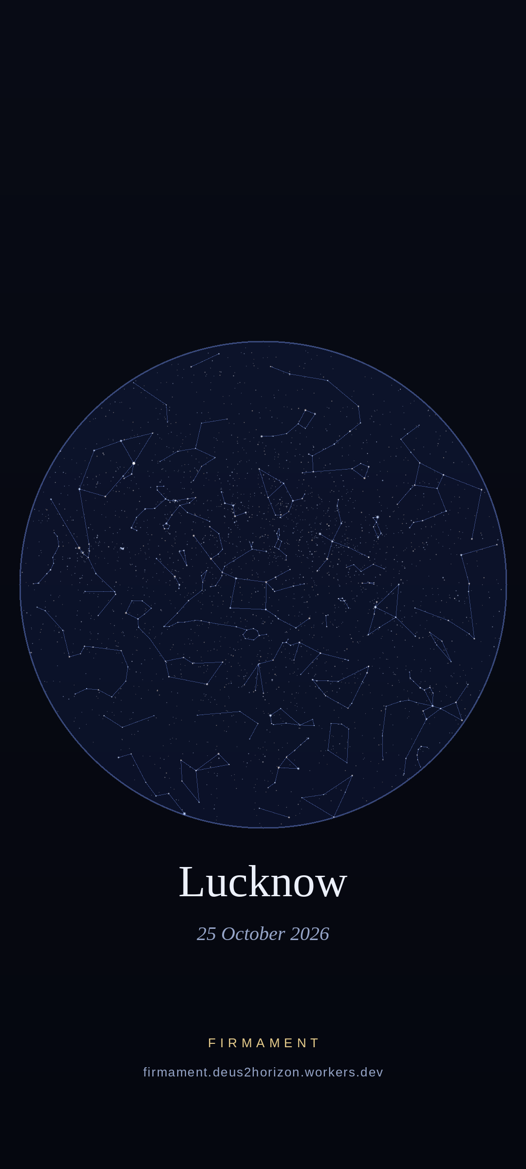 Night sky over Lucknow, India on 25 October 2026