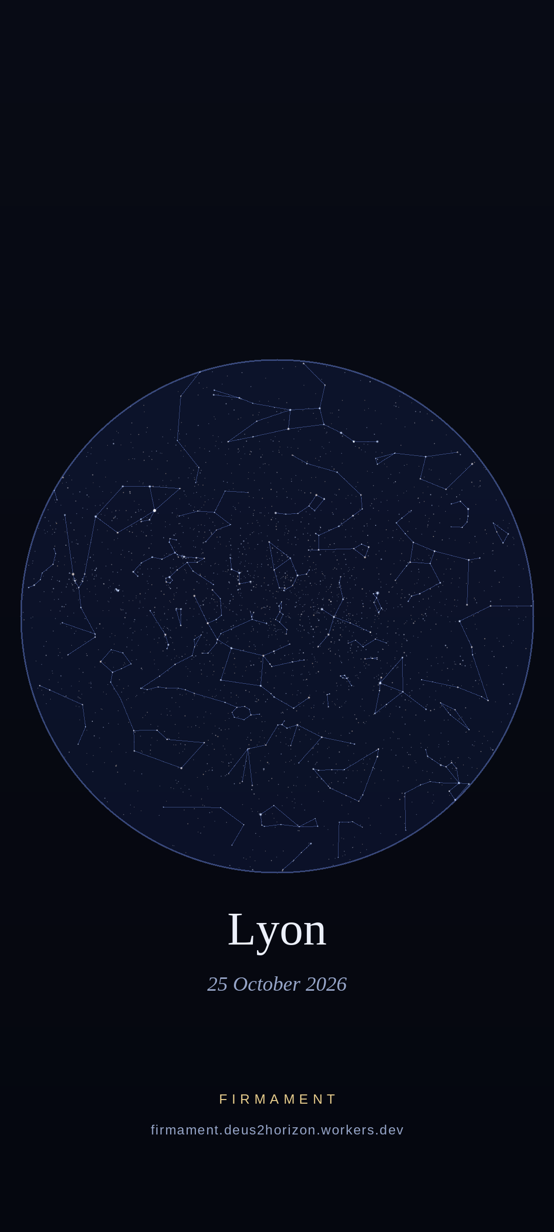 Night sky over Lyon, France on 25 October 2026