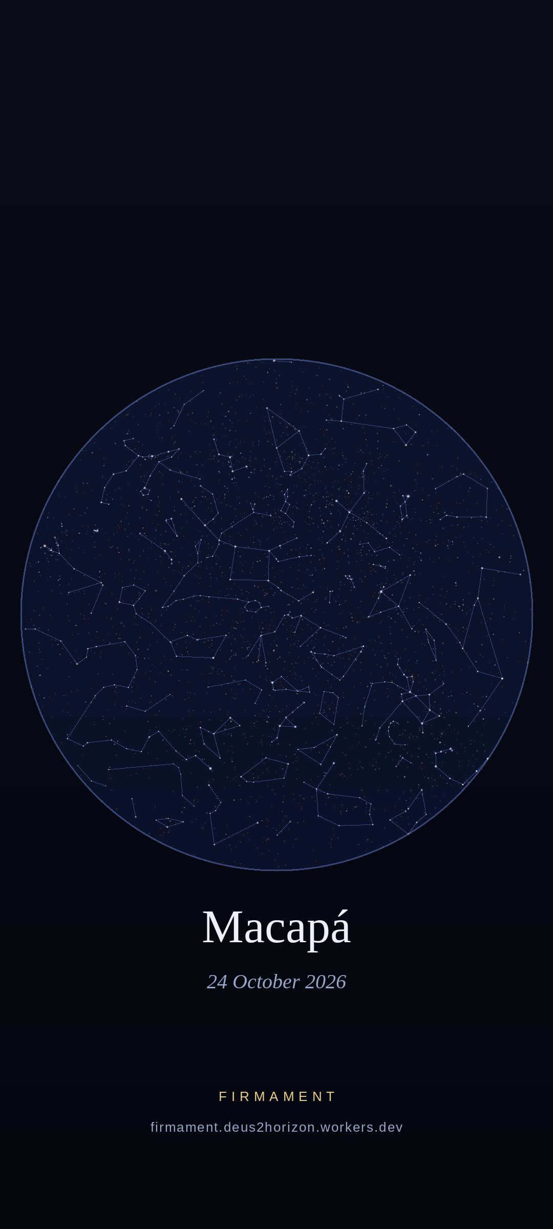 Night sky over Macapá, Brazil on 24 October 2026
