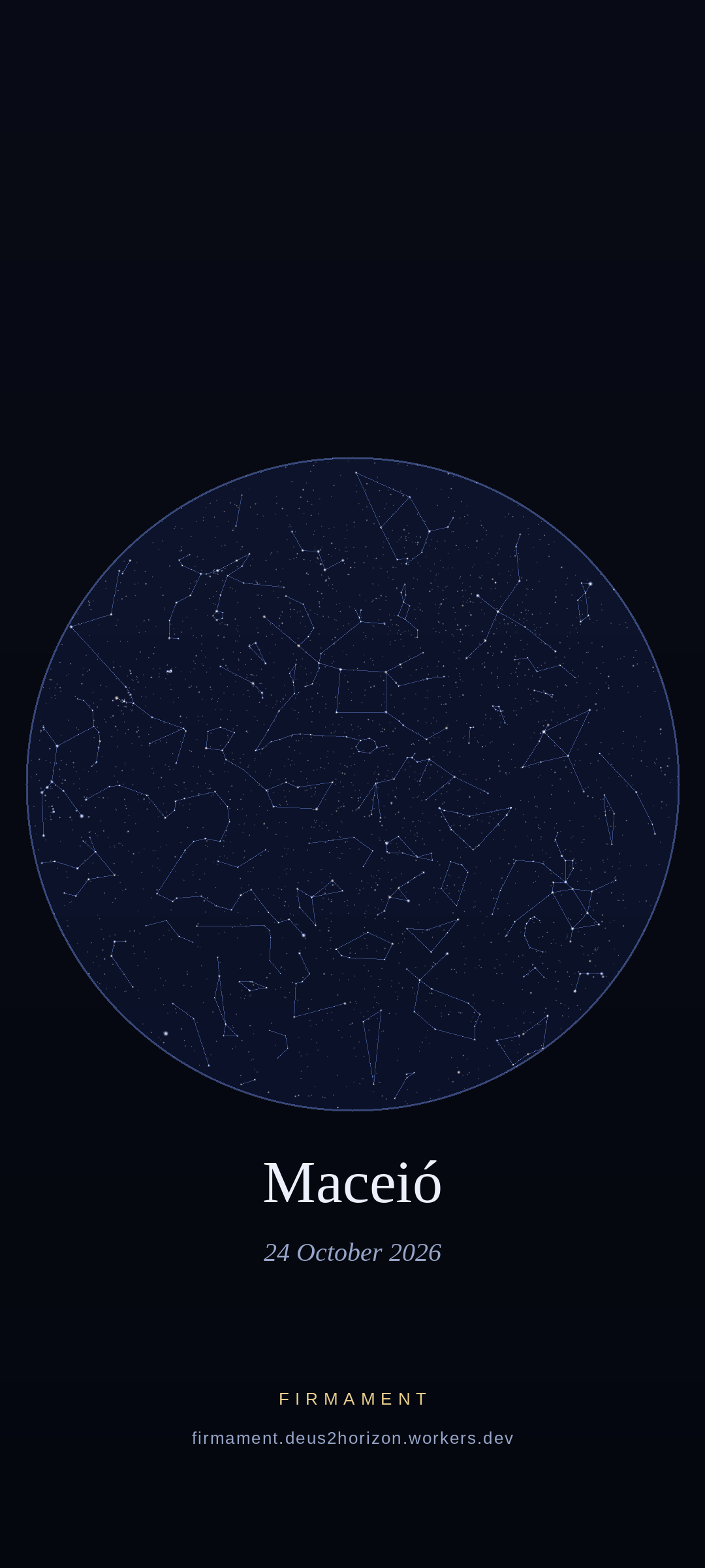 Night sky over Maceió, Brazil on 24 October 2026