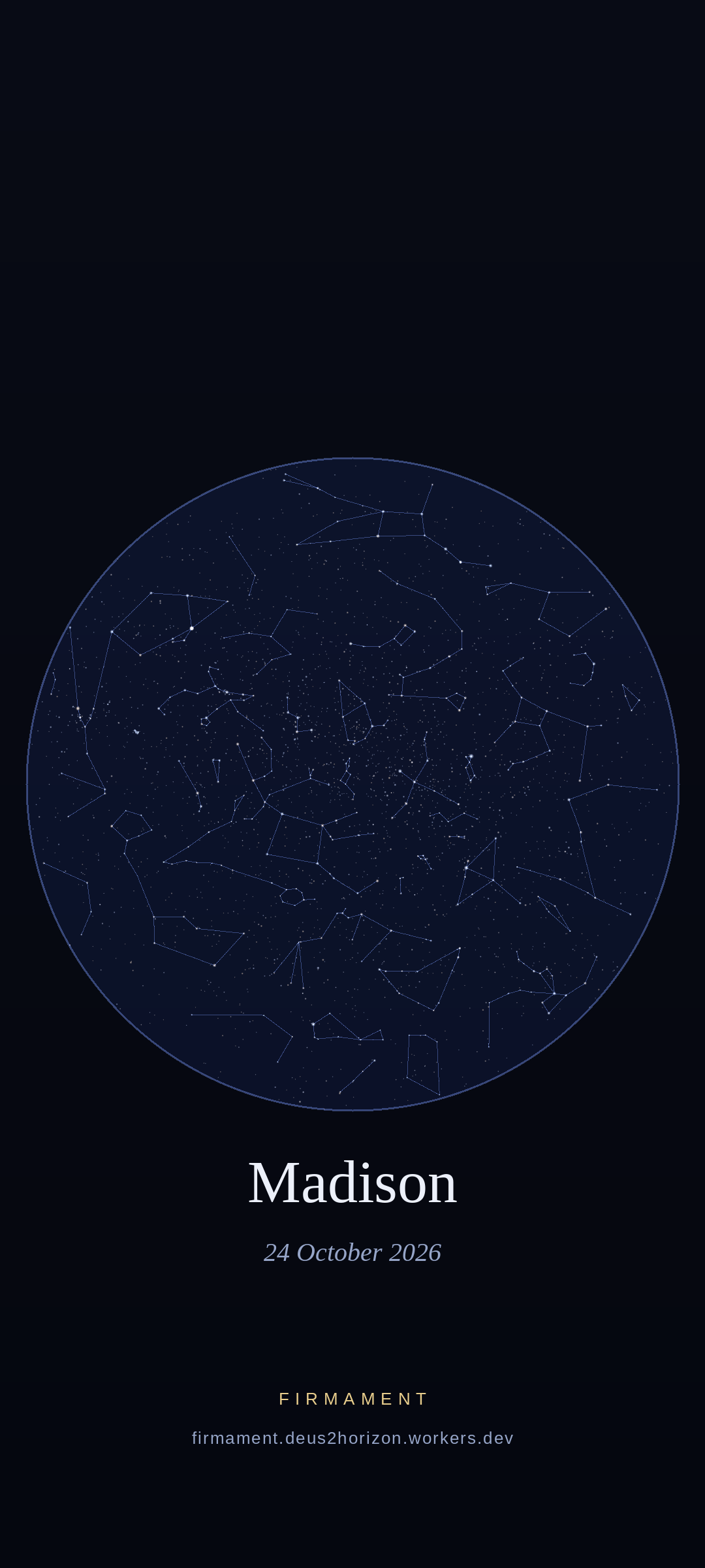 Night sky over Madison, United States on 24 October 2026