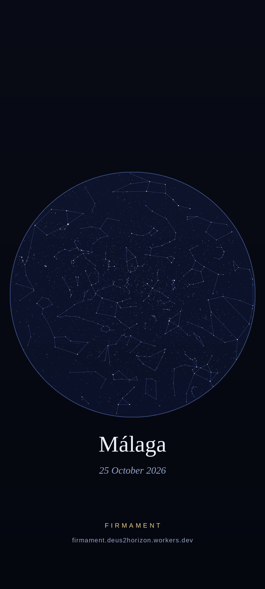 Night sky over Málaga, Spain on 25 October 2026