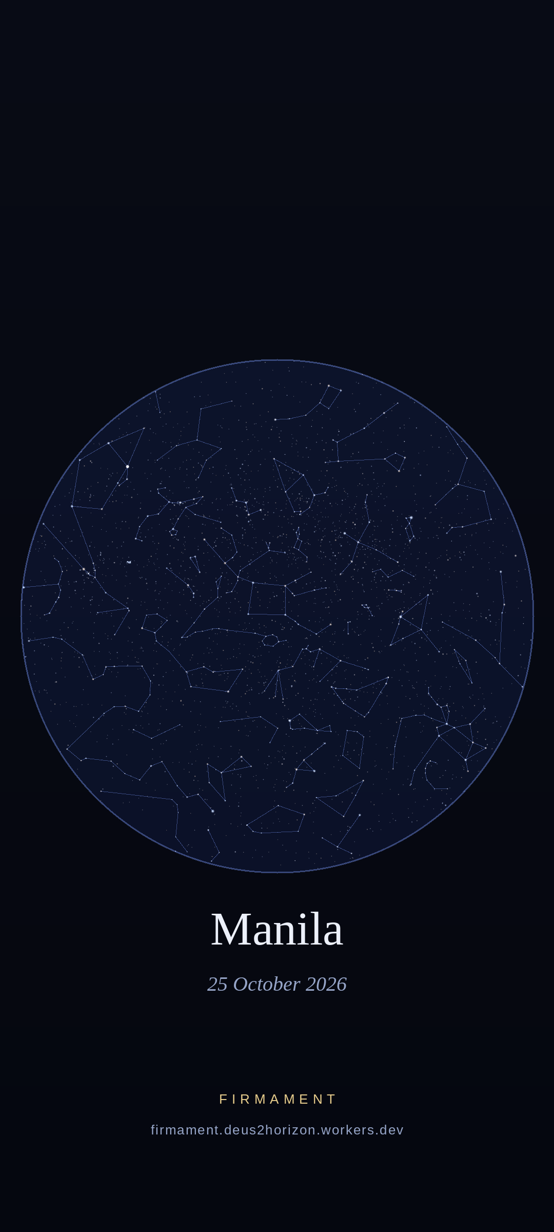Night sky over Manila, Philippines on 25 October 2026