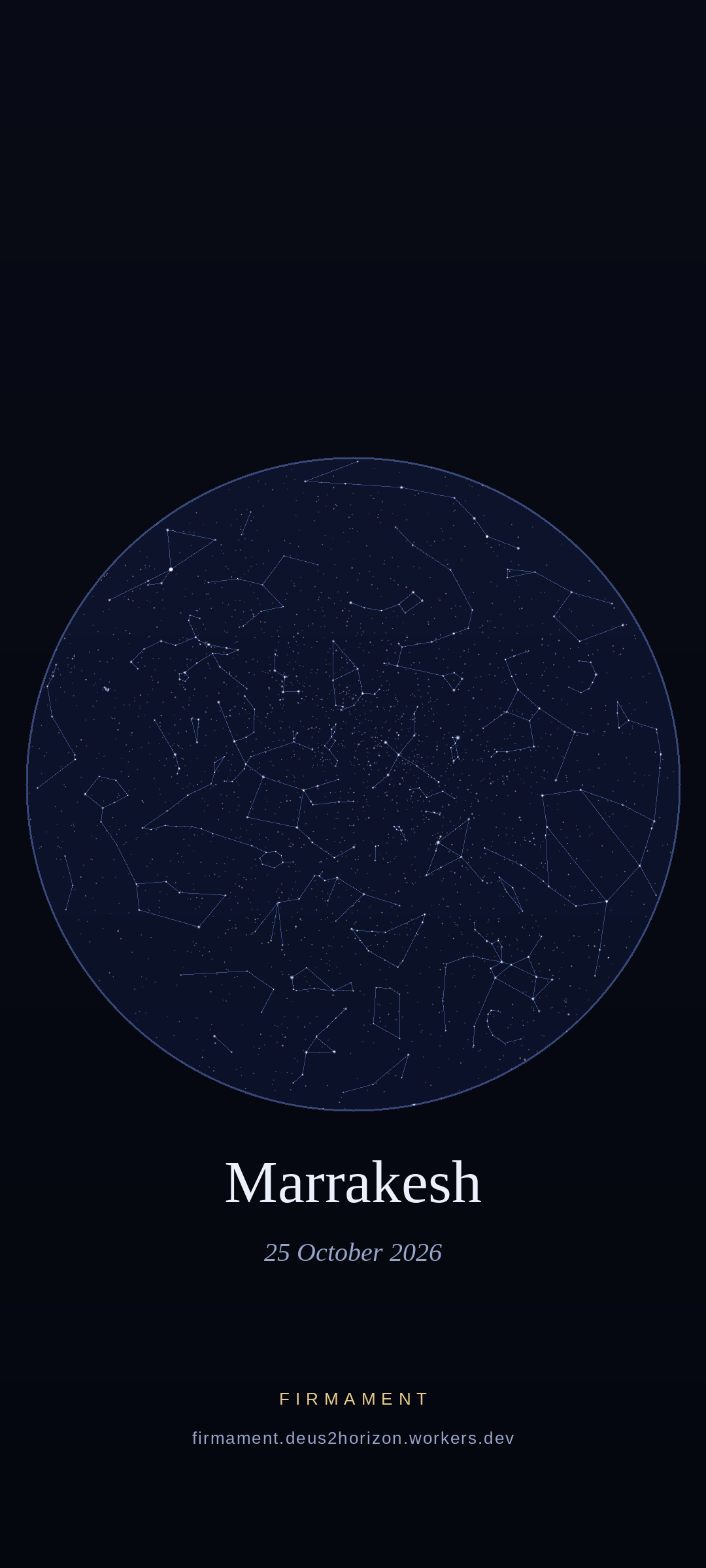 Cielo nocturno sobre Marrakesh, Morocco el 25 de octubre de 2026
