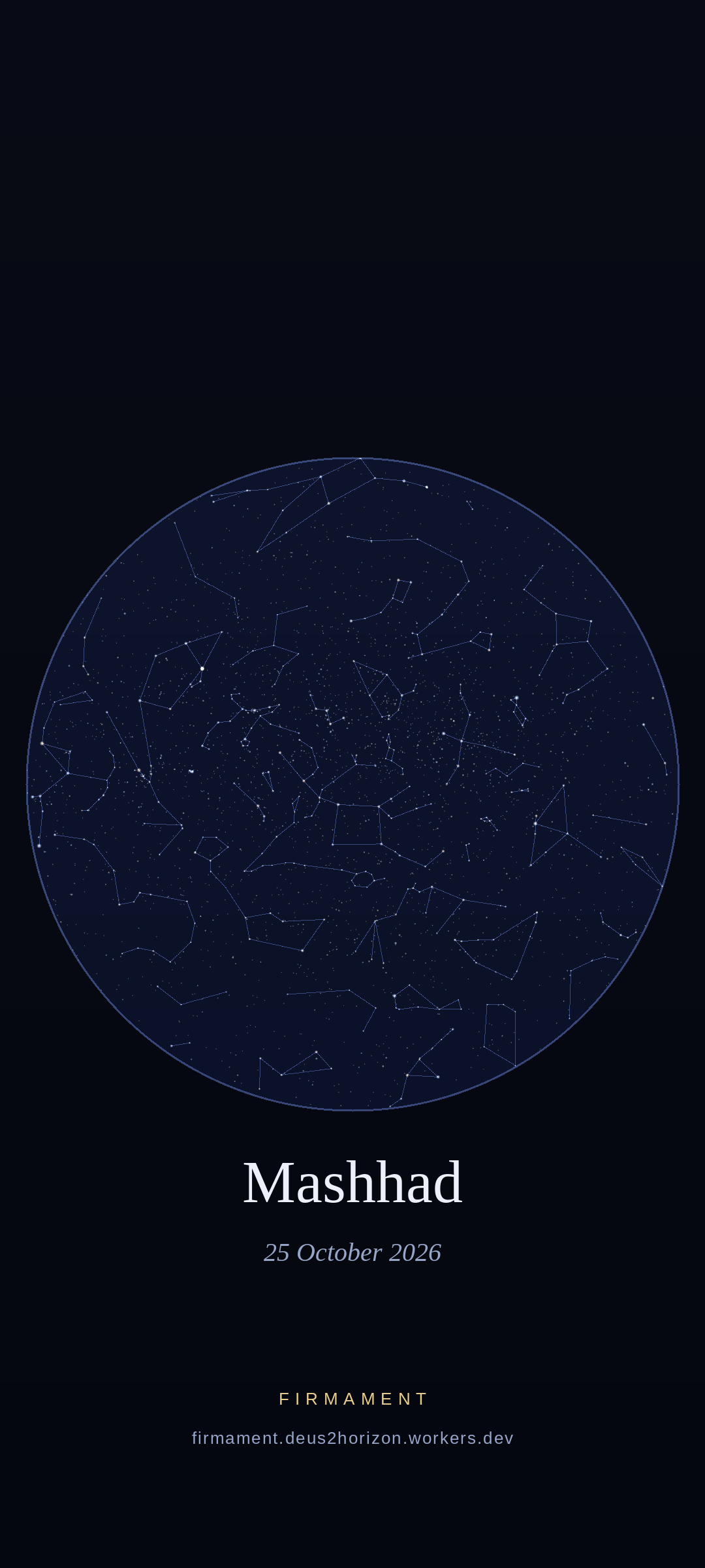 Night sky over Mashhad, Iran on 25 October 2026