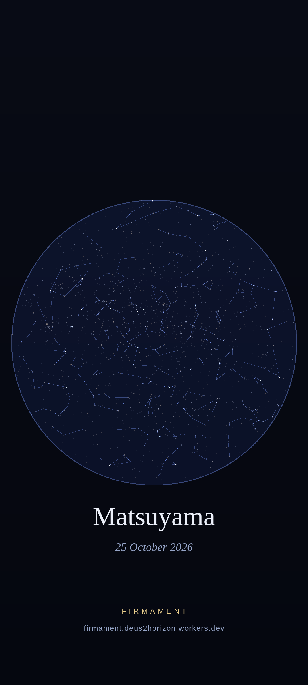 Cielo nocturno sobre Matsuyama, Japan el 25 de octubre de 2026