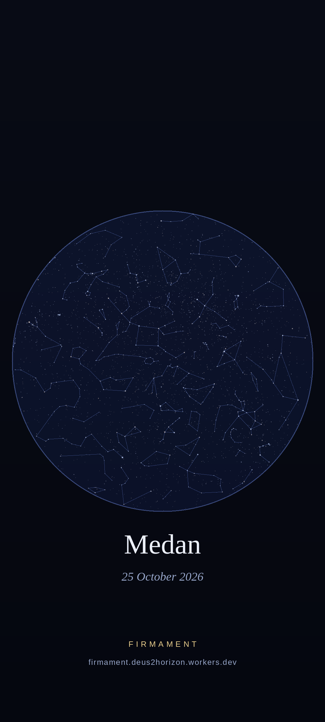 Ciel nocturne au-dessus de Medan, Indonesia le 25 octobre 2026