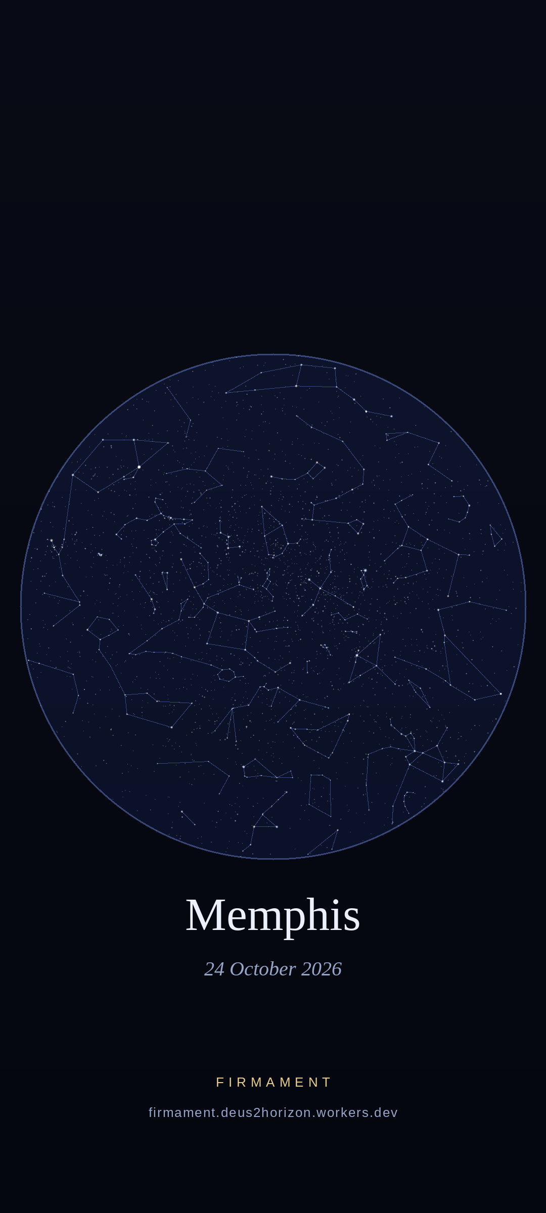 Cielo notturno sopra Memphis, United States il 24 ottobre 2026