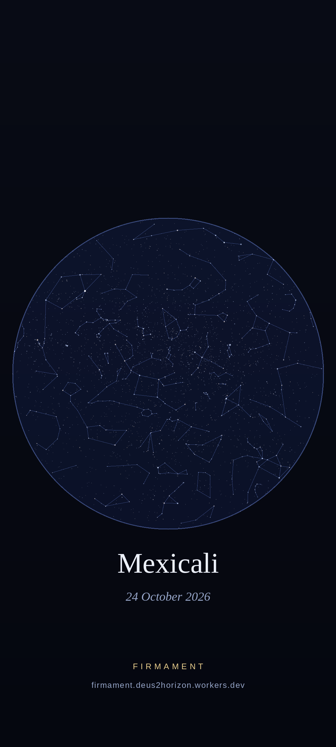 Night sky over Mexicali, Mexico on 24 October 2026