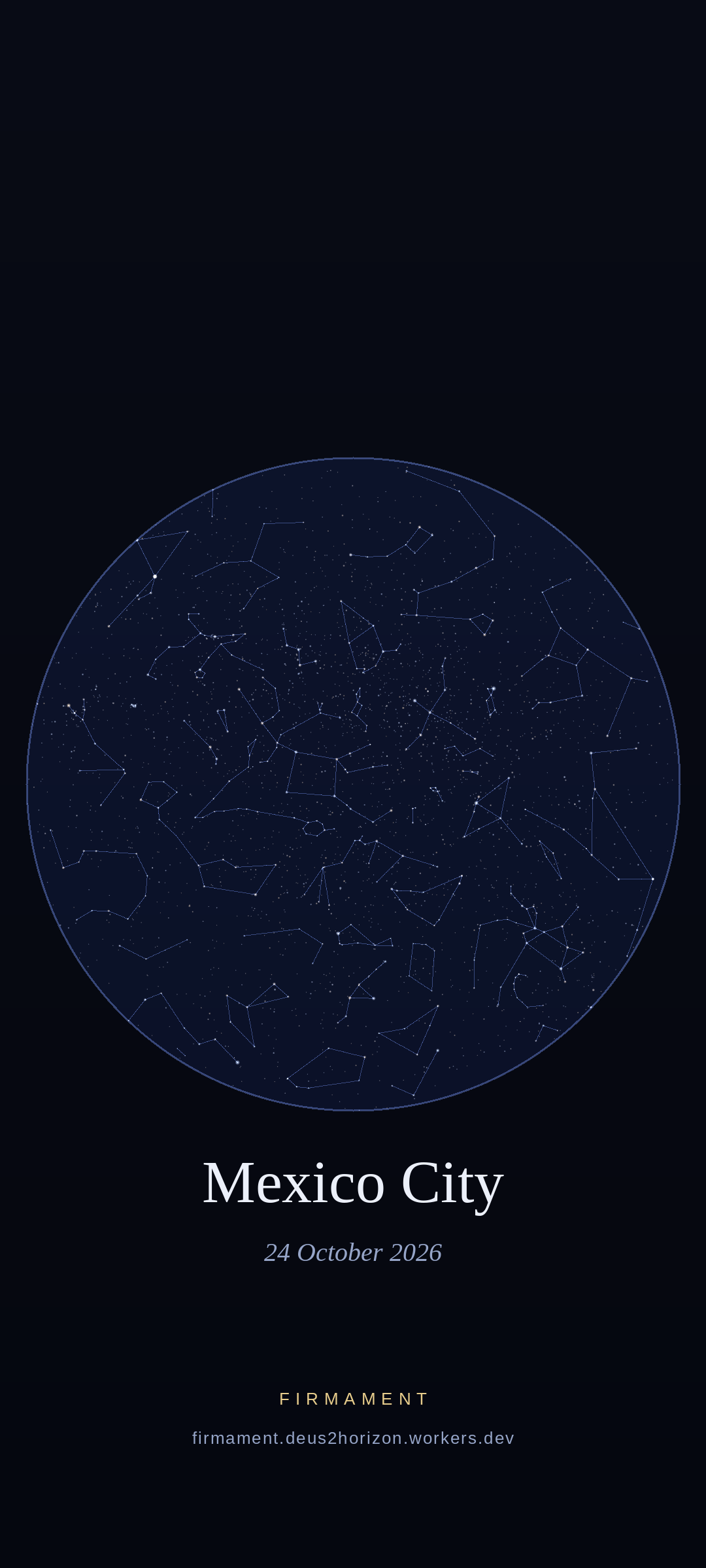 Night sky over Mexico City, Mexico on 24 October 2026