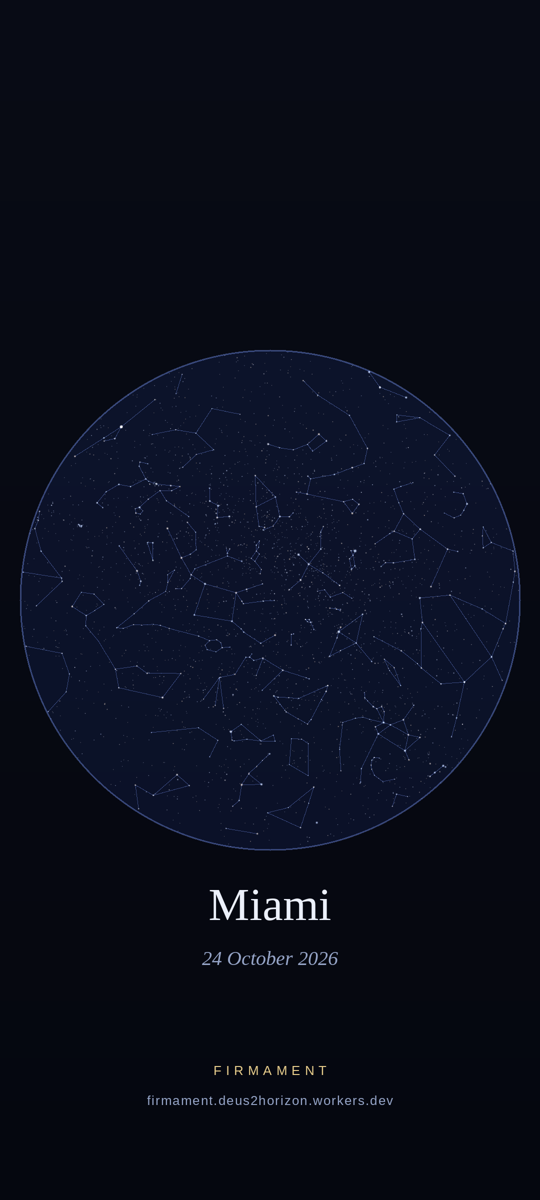 Night sky over Miami, United States on 24 October 2026