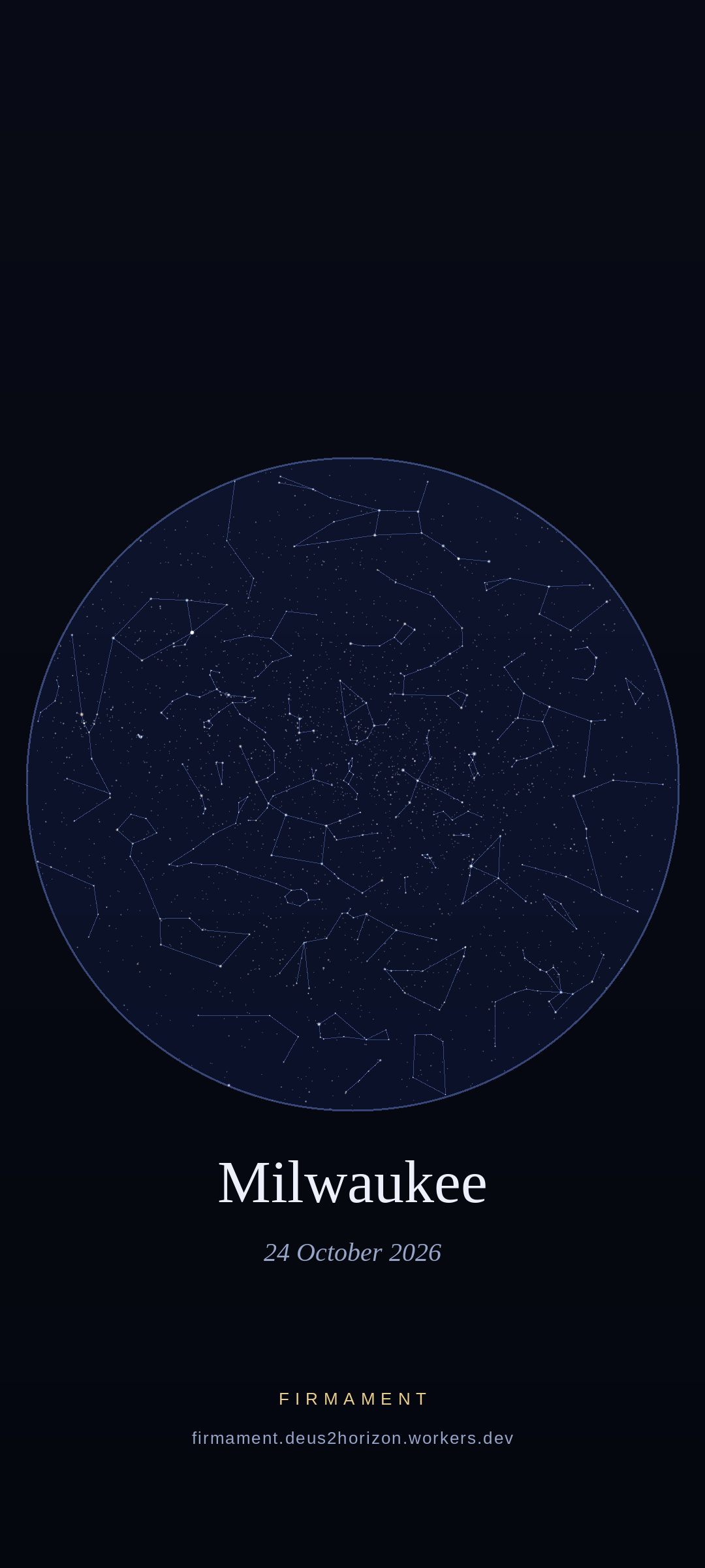 Night sky over Milwaukee, United States on 24 October 2026