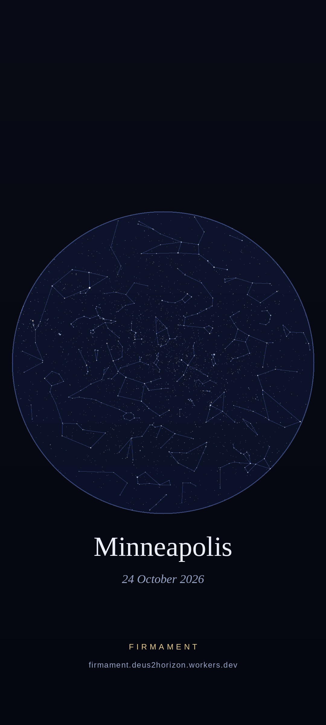 Ciel nocturne au-dessus de Minneapolis, United States le 24 octobre 2026