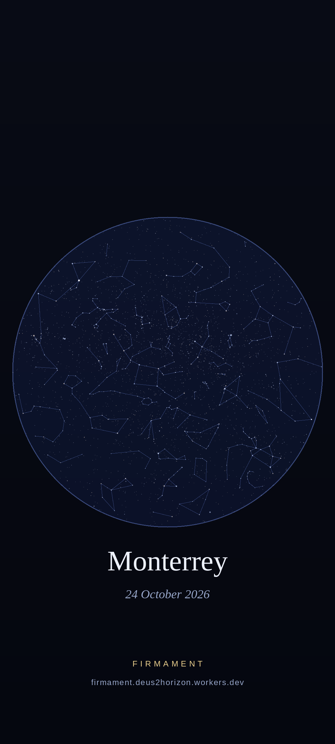 Ciel nocturne au-dessus de Monterrey, Mexico le 24 octobre 2026