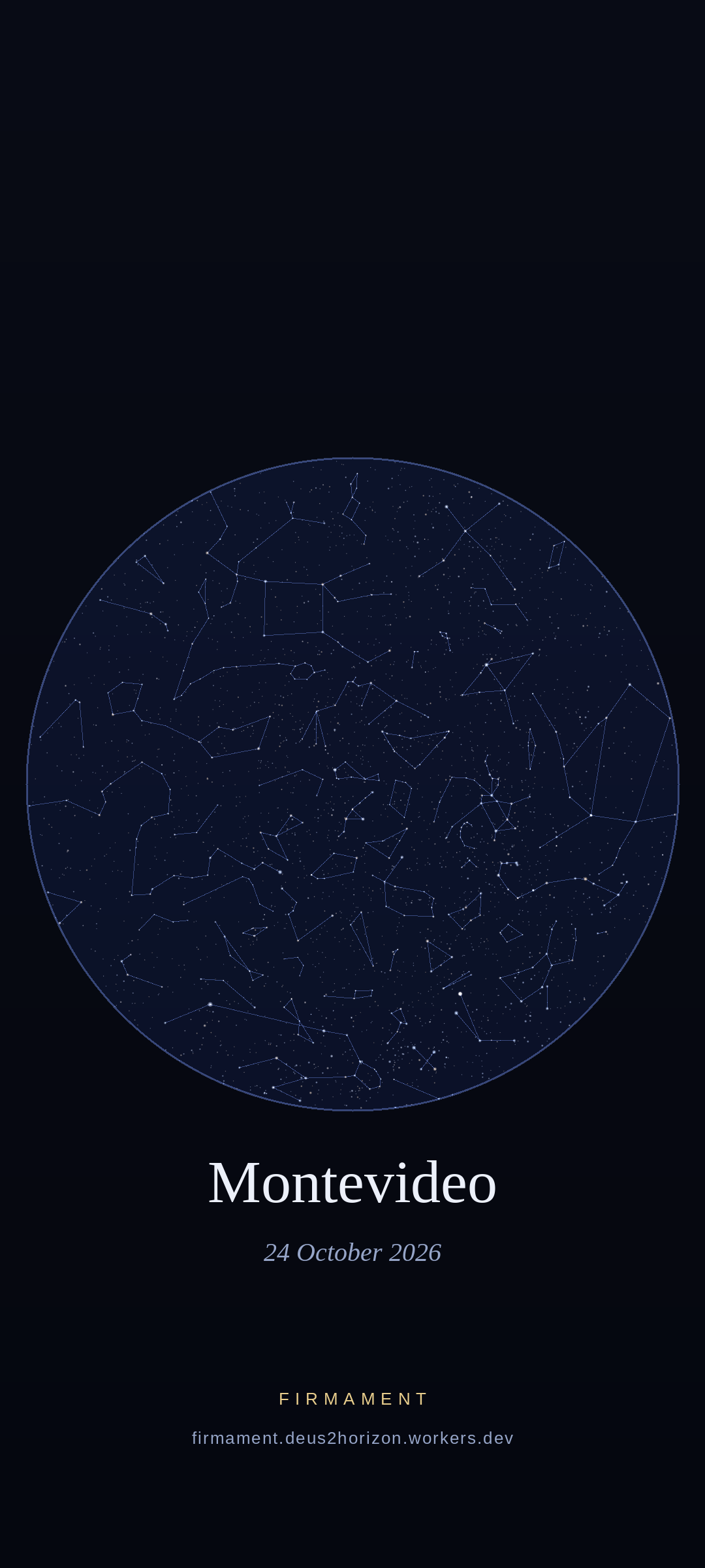 Night sky over Montevideo, Uruguay on 24 October 2026