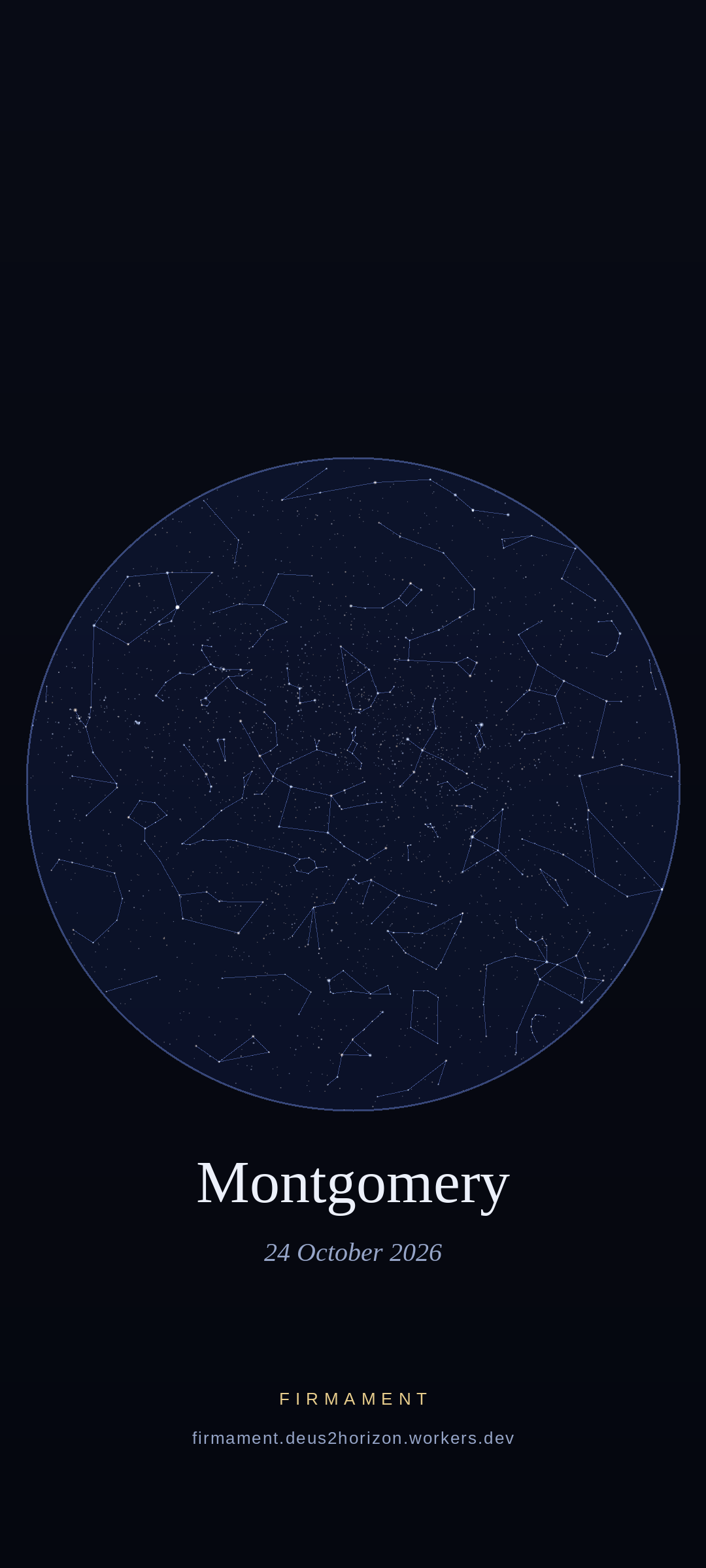 Ciel nocturne au-dessus de Montgomery, United States le 24 octobre 2026