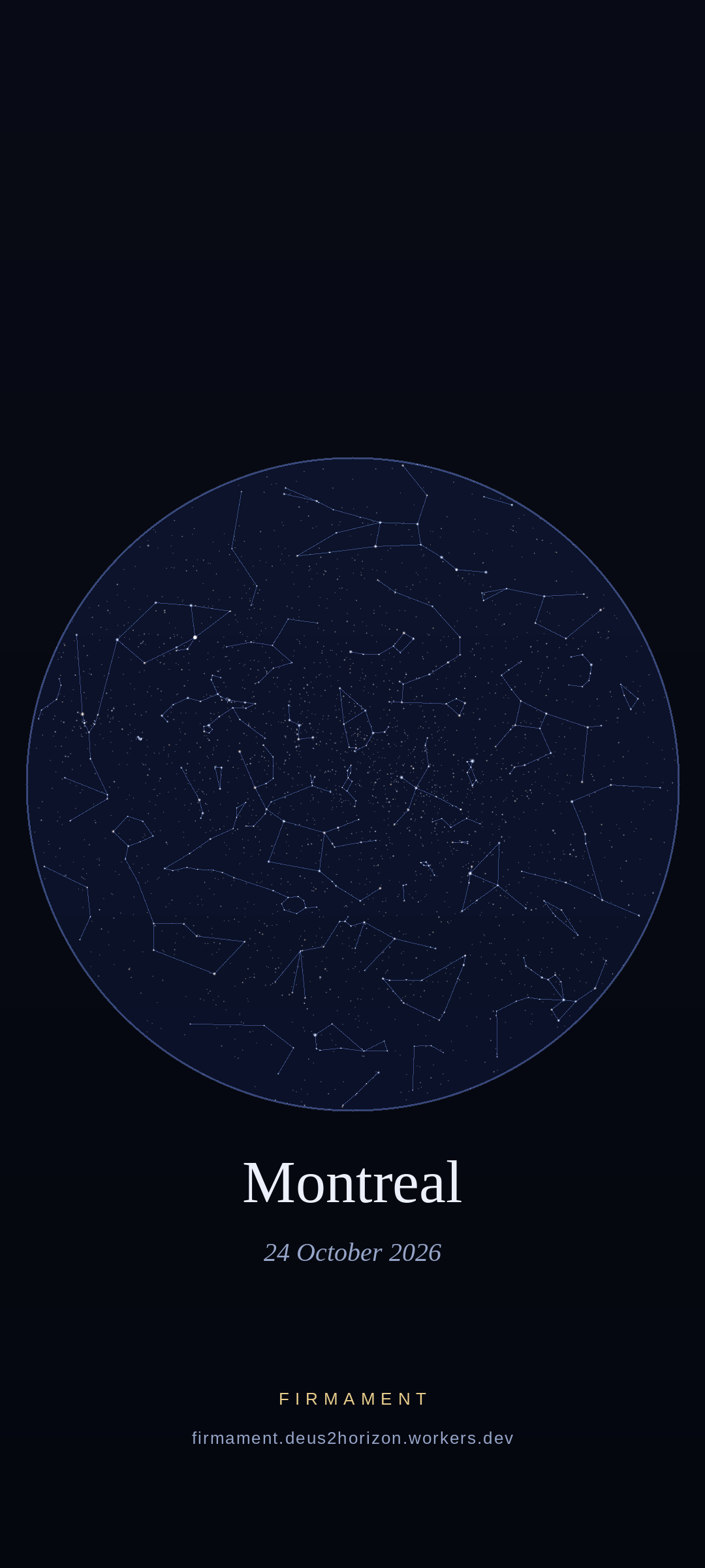 Cielo notturno sopra Montreal, Canada il 24 ottobre 2026