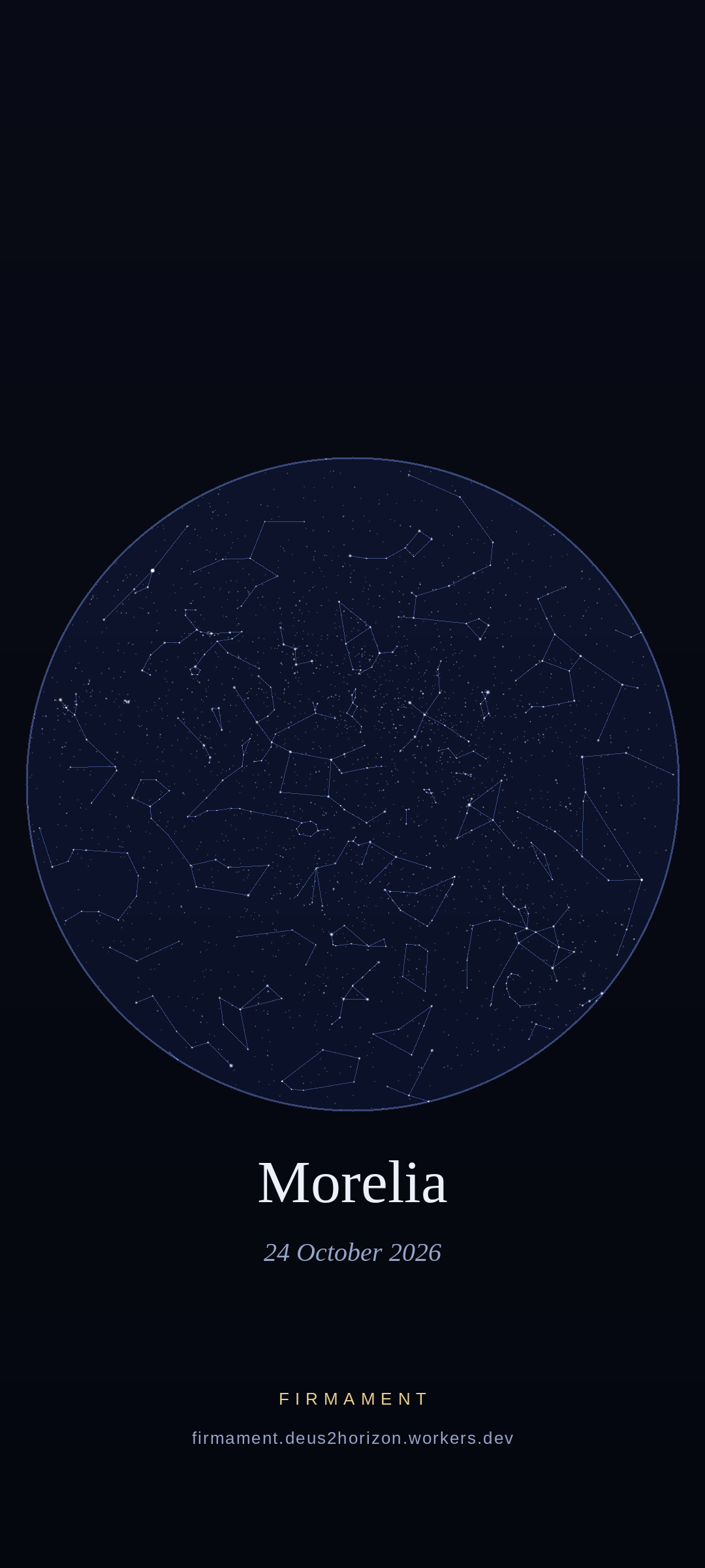 Cielo nocturno sobre Morelia, Mexico el 24 de octubre de 2026
