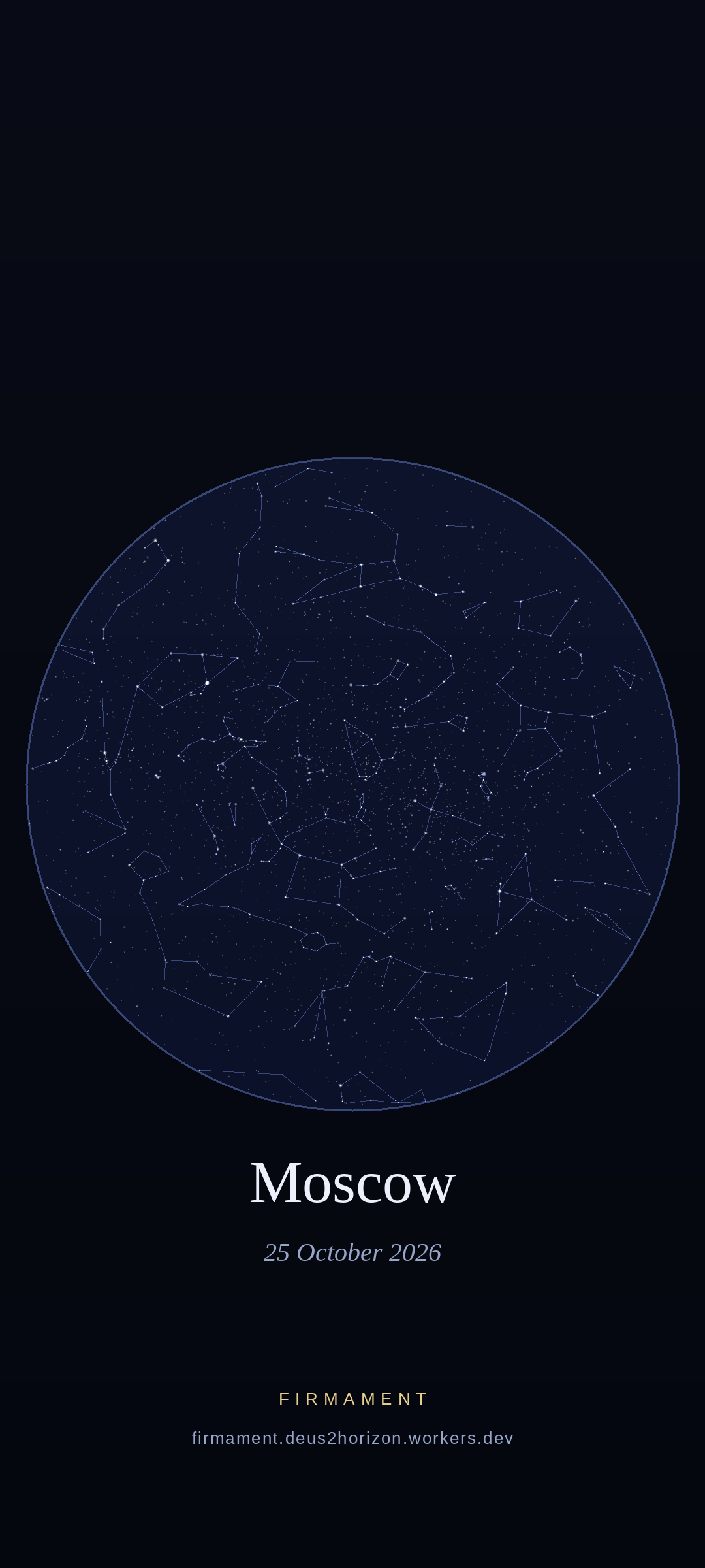 Ciel nocturne au-dessus de Moscow, Russia le 25 octobre 2026