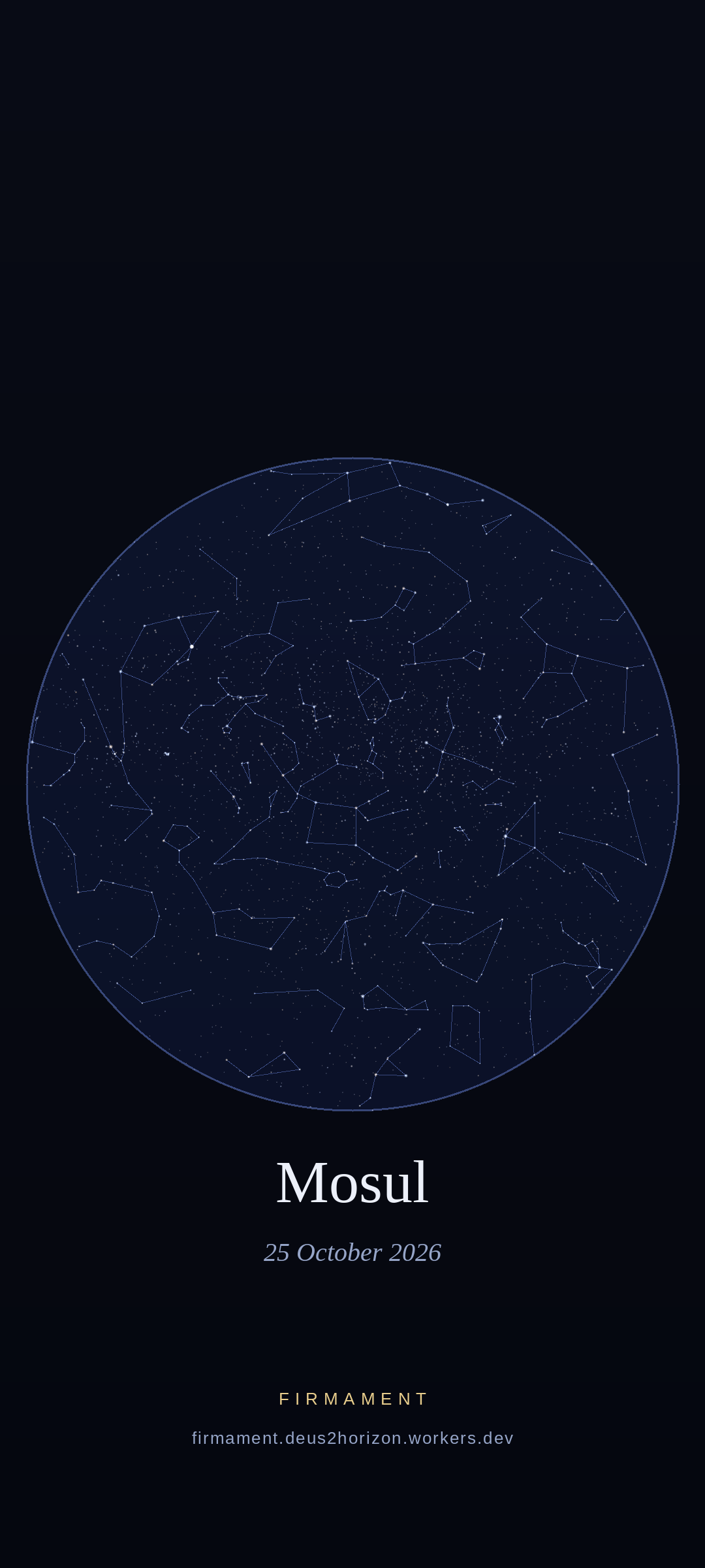 Night sky over Mosul, Iraq on 25 October 2026