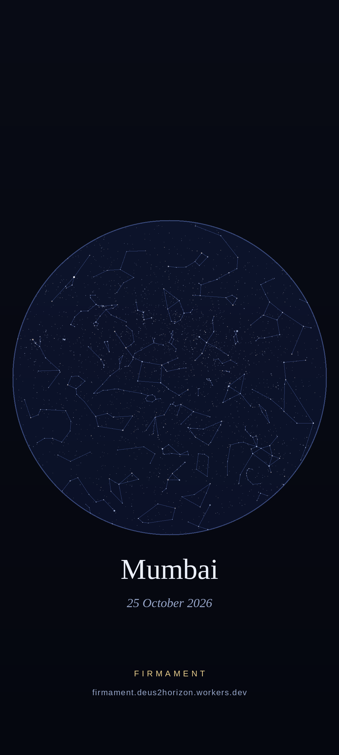 Ciel nocturne au-dessus de Mumbai, India le 25 octobre 2026