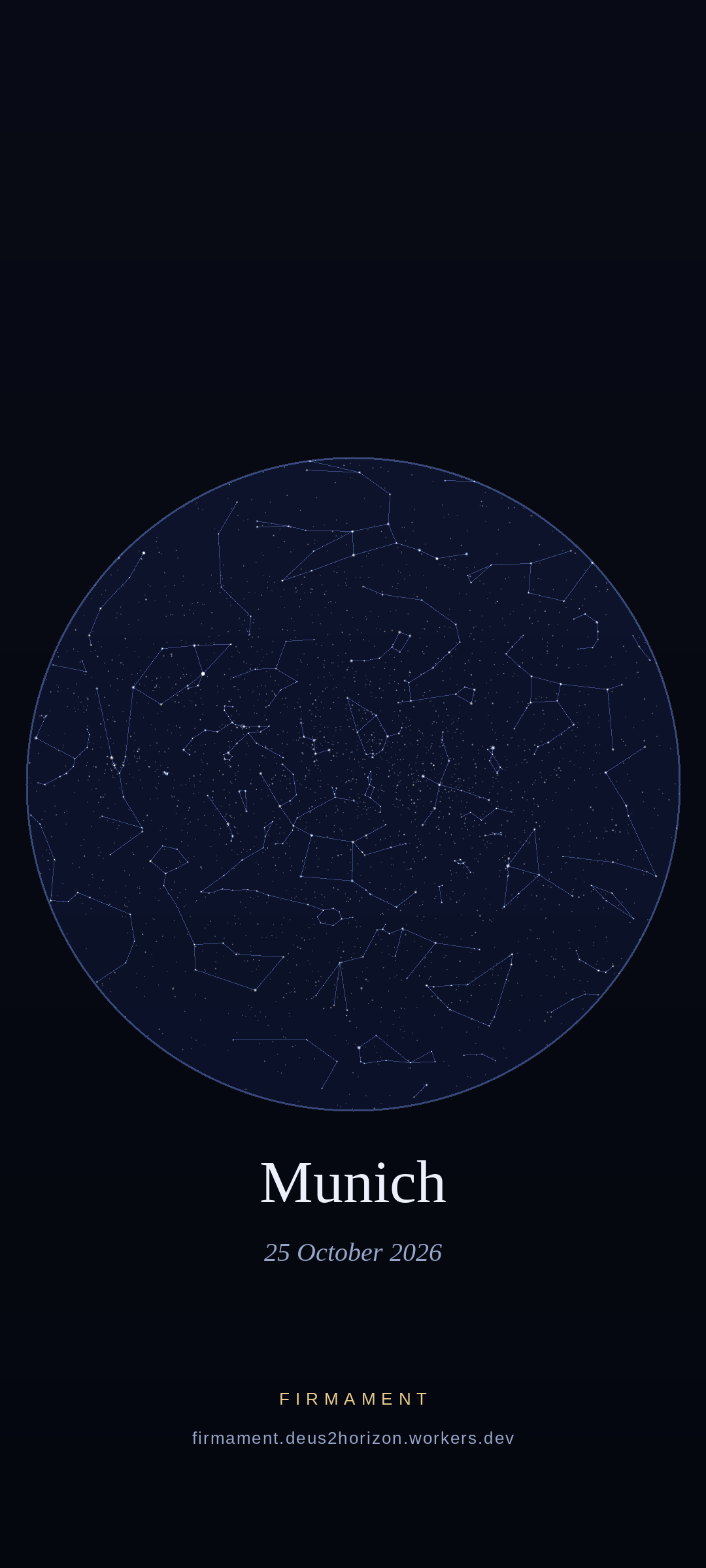 Night sky over Munich, Germany on 25 October 2026