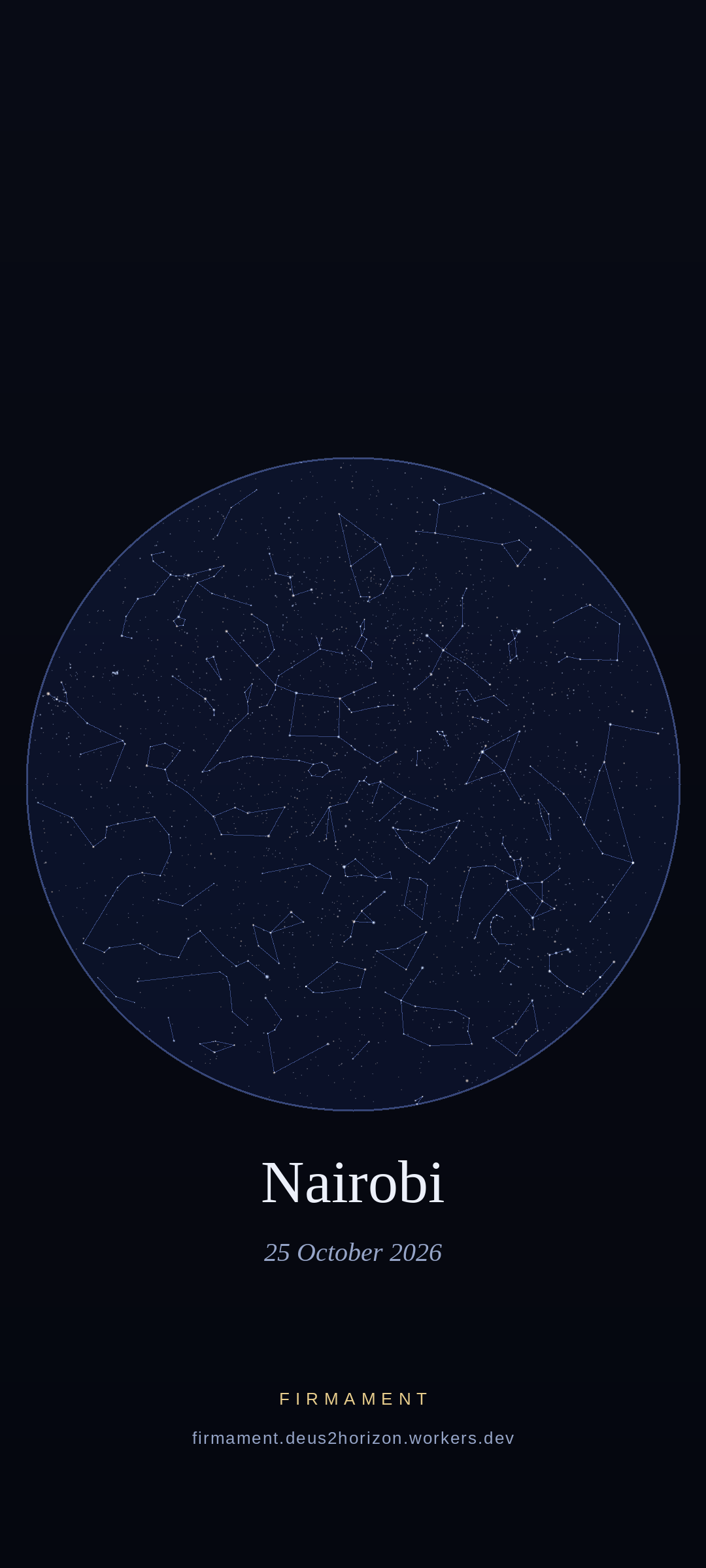 Ciel nocturne au-dessus de Nairobi, Kenya le 25 octobre 2026