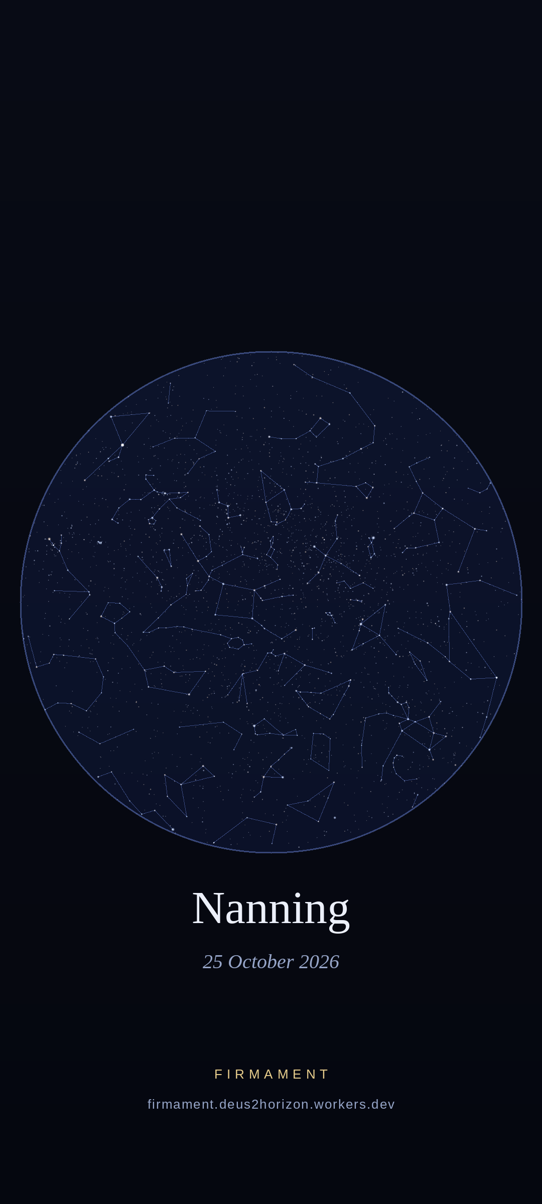 Cielo nocturno sobre Nanning, China el 25 de octubre de 2026