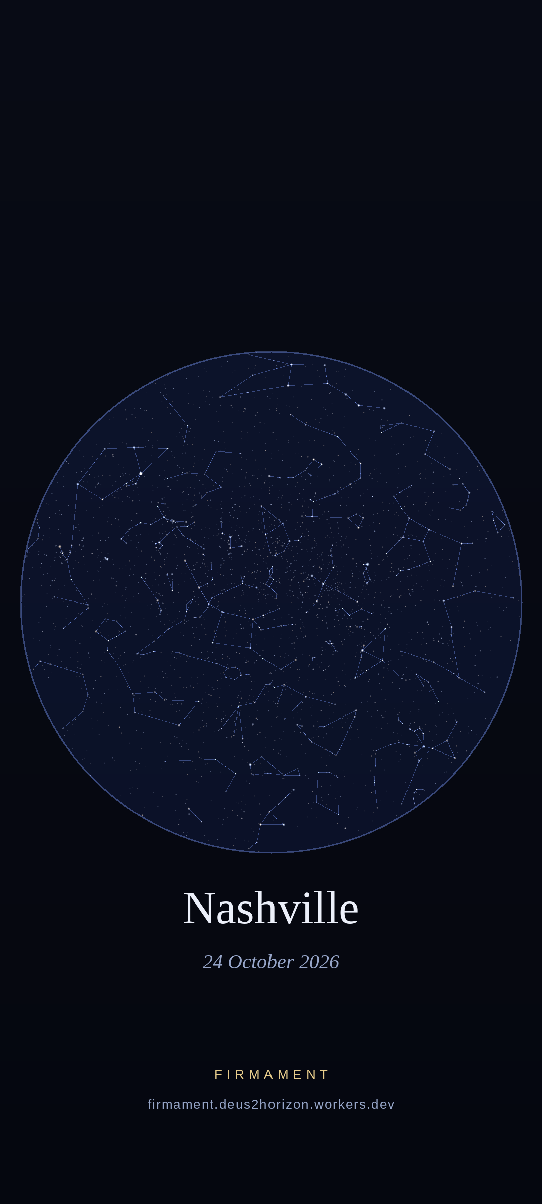 Ciel nocturne au-dessus de Nashville, United States le 24 octobre 2026