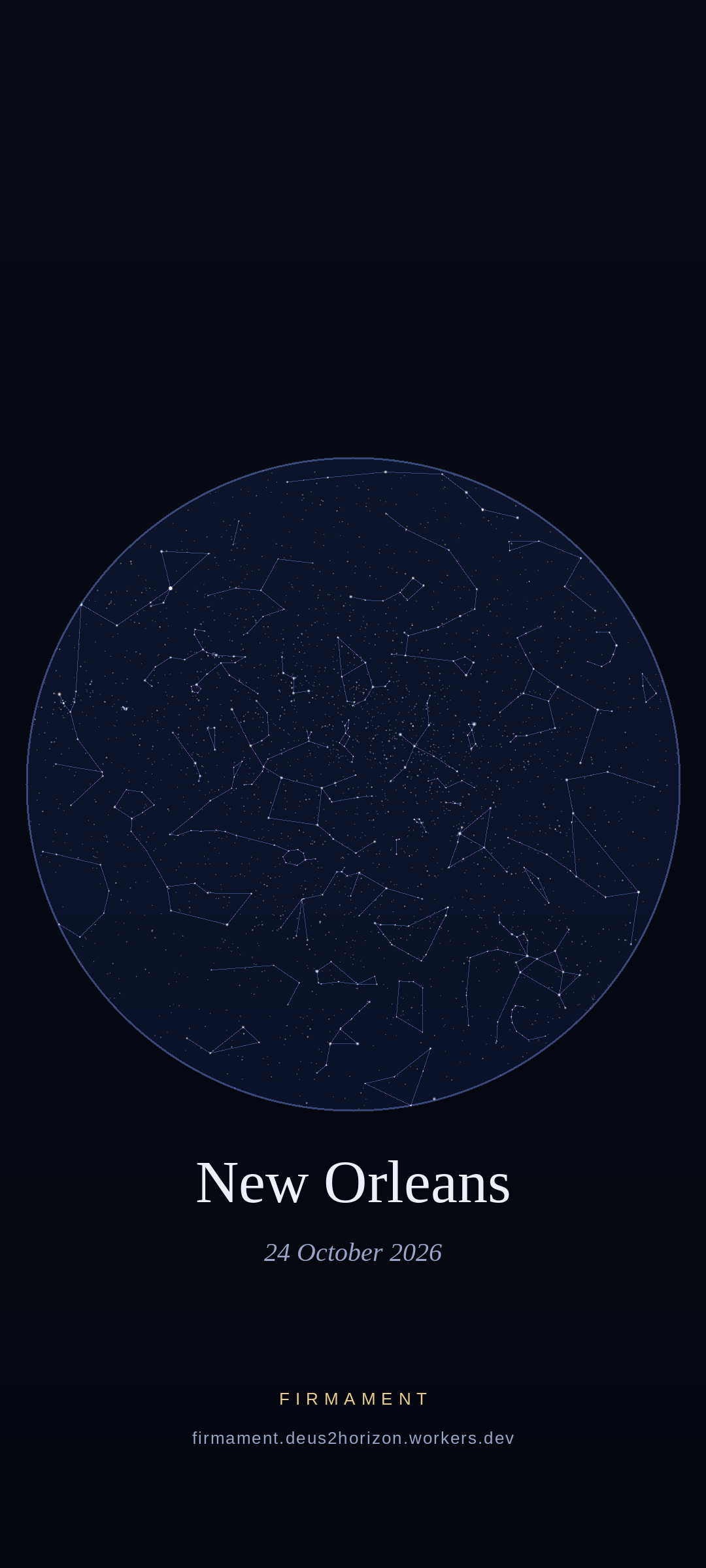 Ciel nocturne au-dessus de New Orleans, United States le 24 octobre 2026