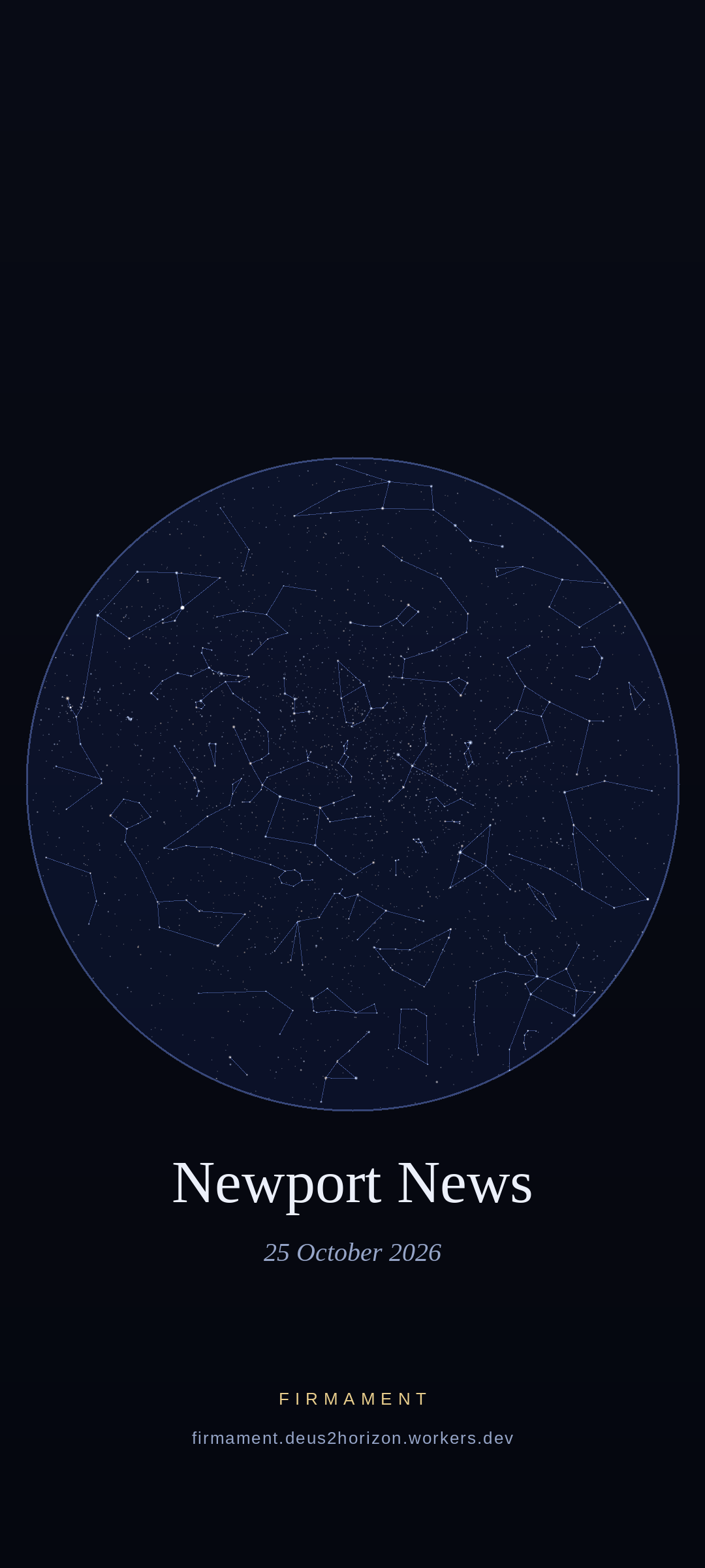 Night sky over Newport News, United States on 24 October 2026