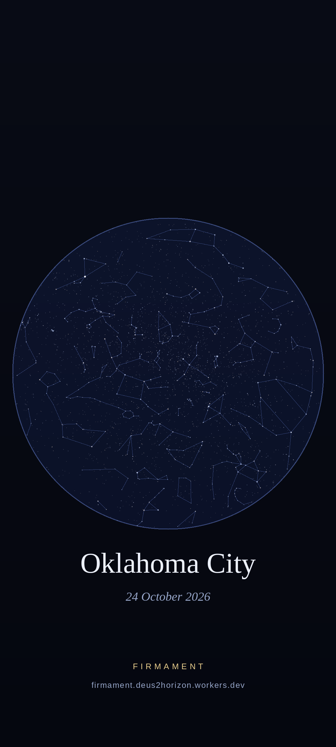 Ciel nocturne au-dessus de Oklahoma City, United States le 24 octobre 2026