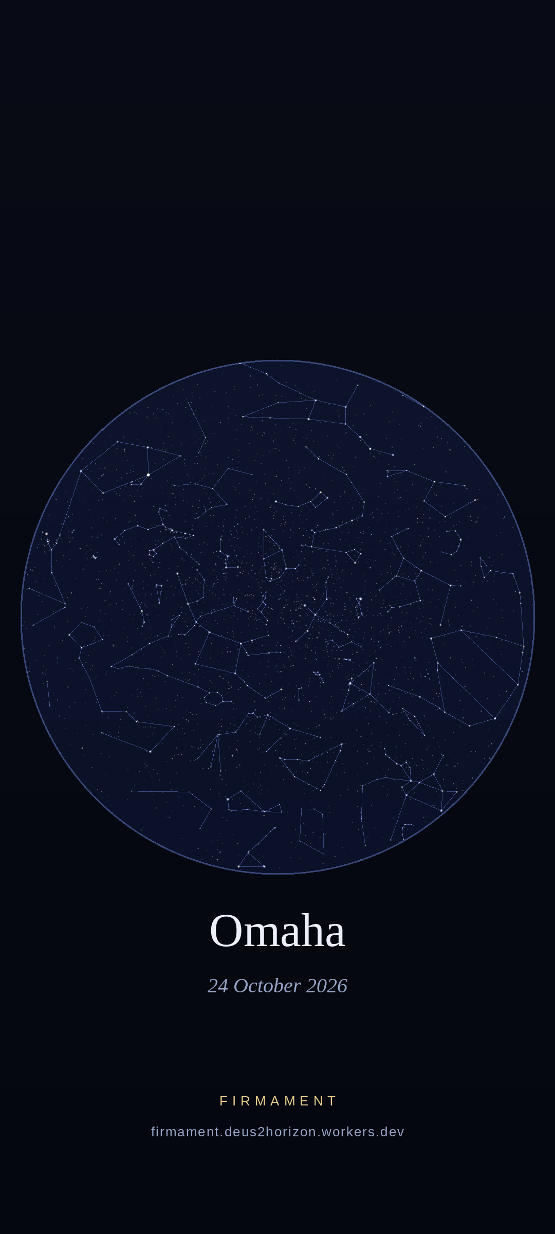 Night sky over Omaha, United States on 24 October 2026