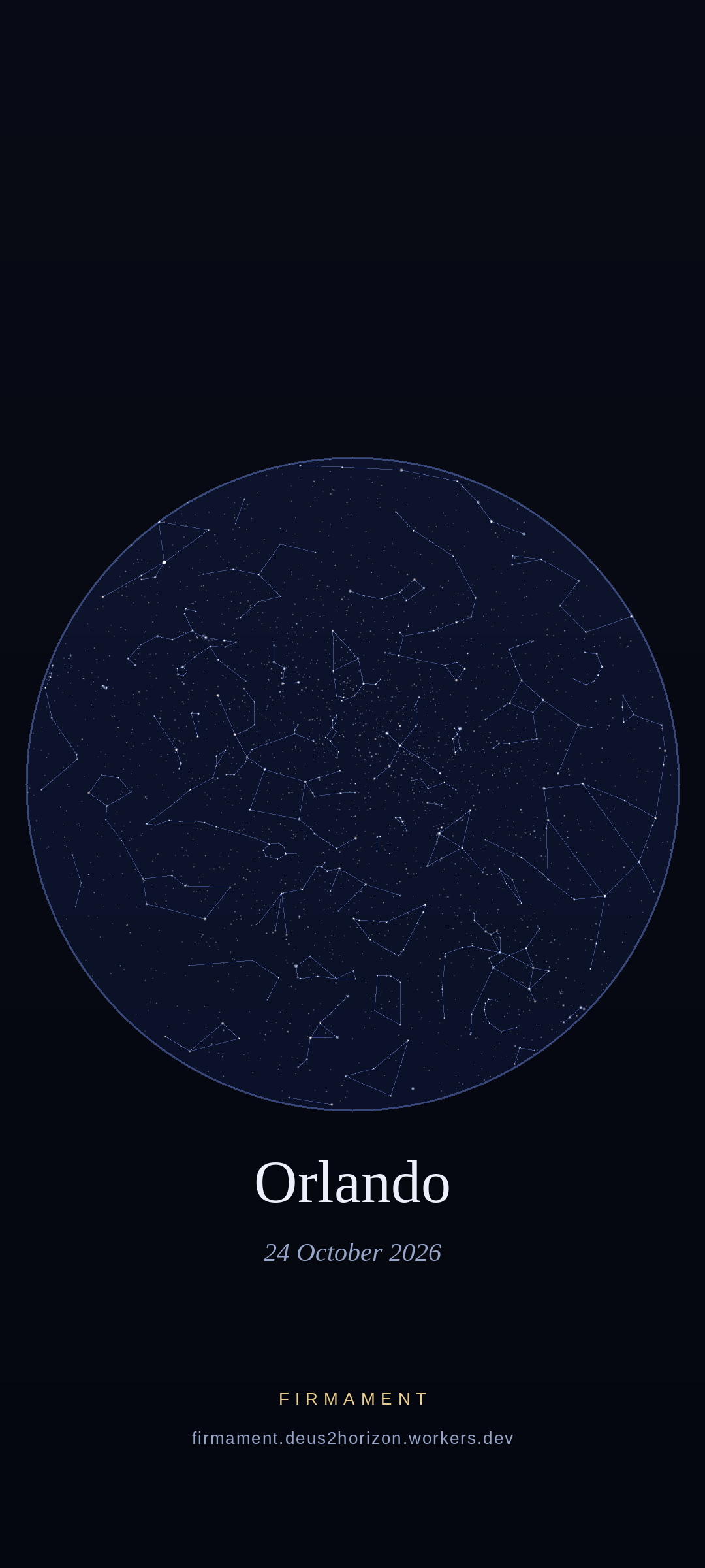 Night sky over Orlando, United States on 24 October 2026