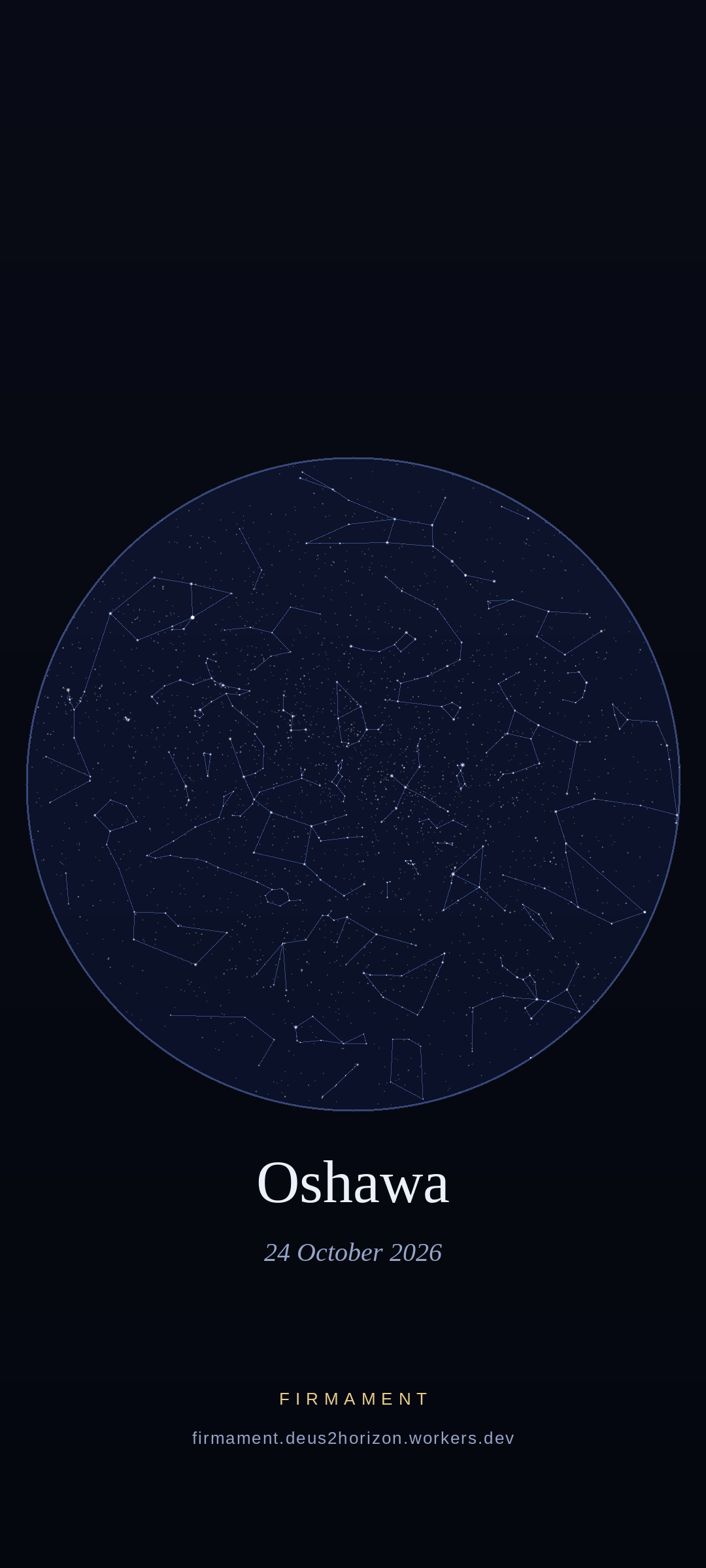 Night sky over Oshawa, Canada on 24 October 2026