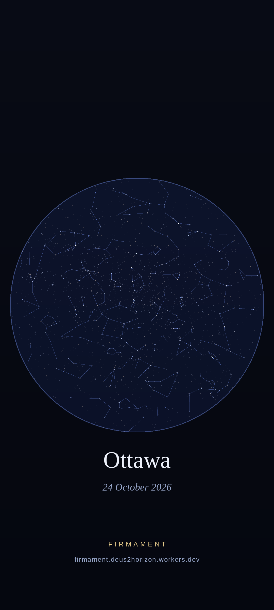 Night sky over Ottawa, Canada on 24 October 2026
