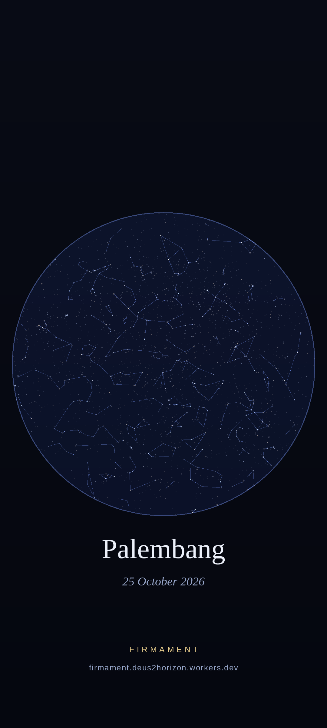Night sky over Palembang, Indonesia on 25 October 2026