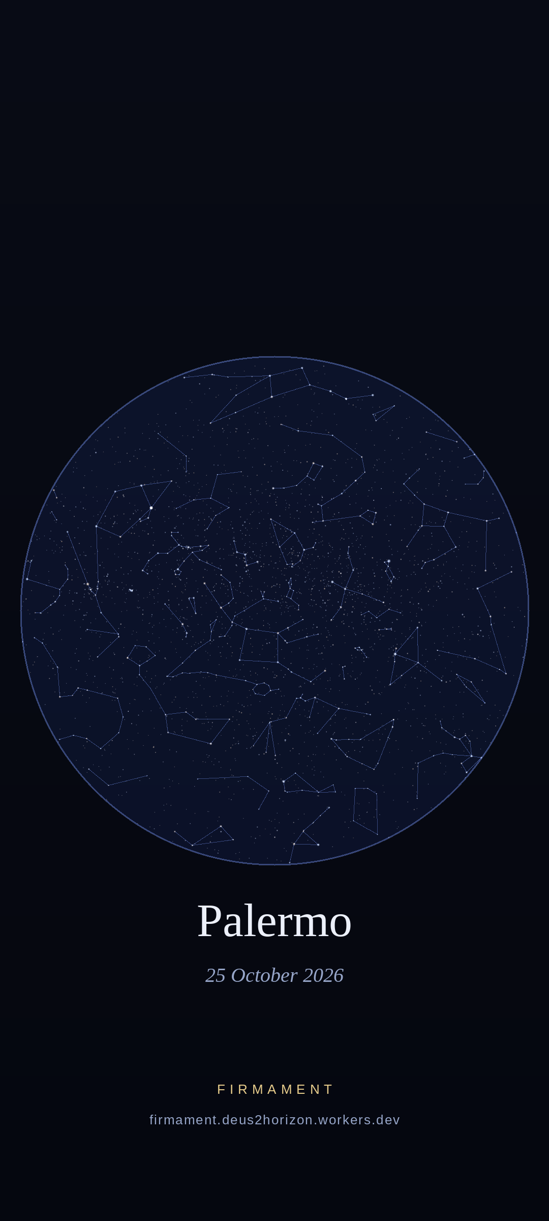 Night sky over Palermo, Italy on 25 October 2026