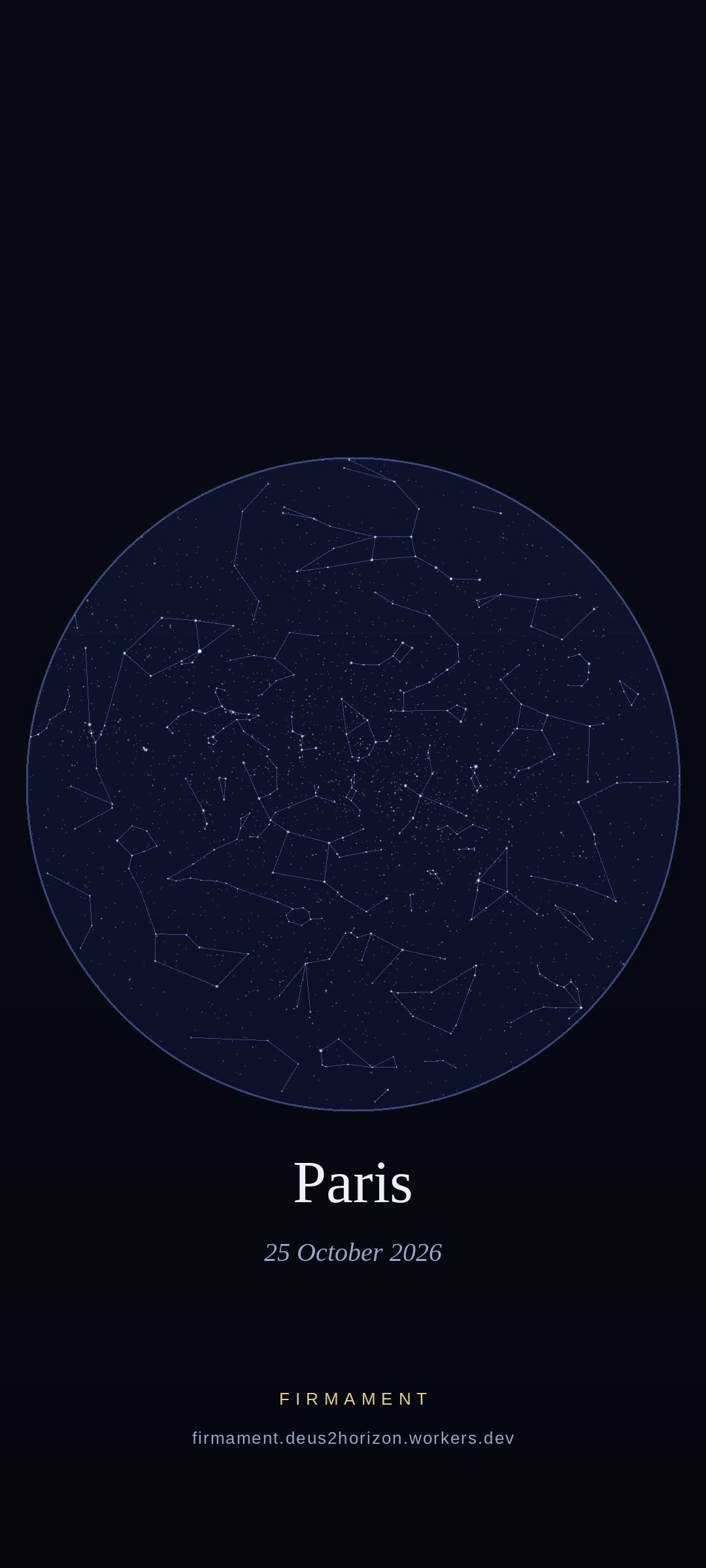 Cielo notturno sopra Paris, France il 25 ottobre 2026