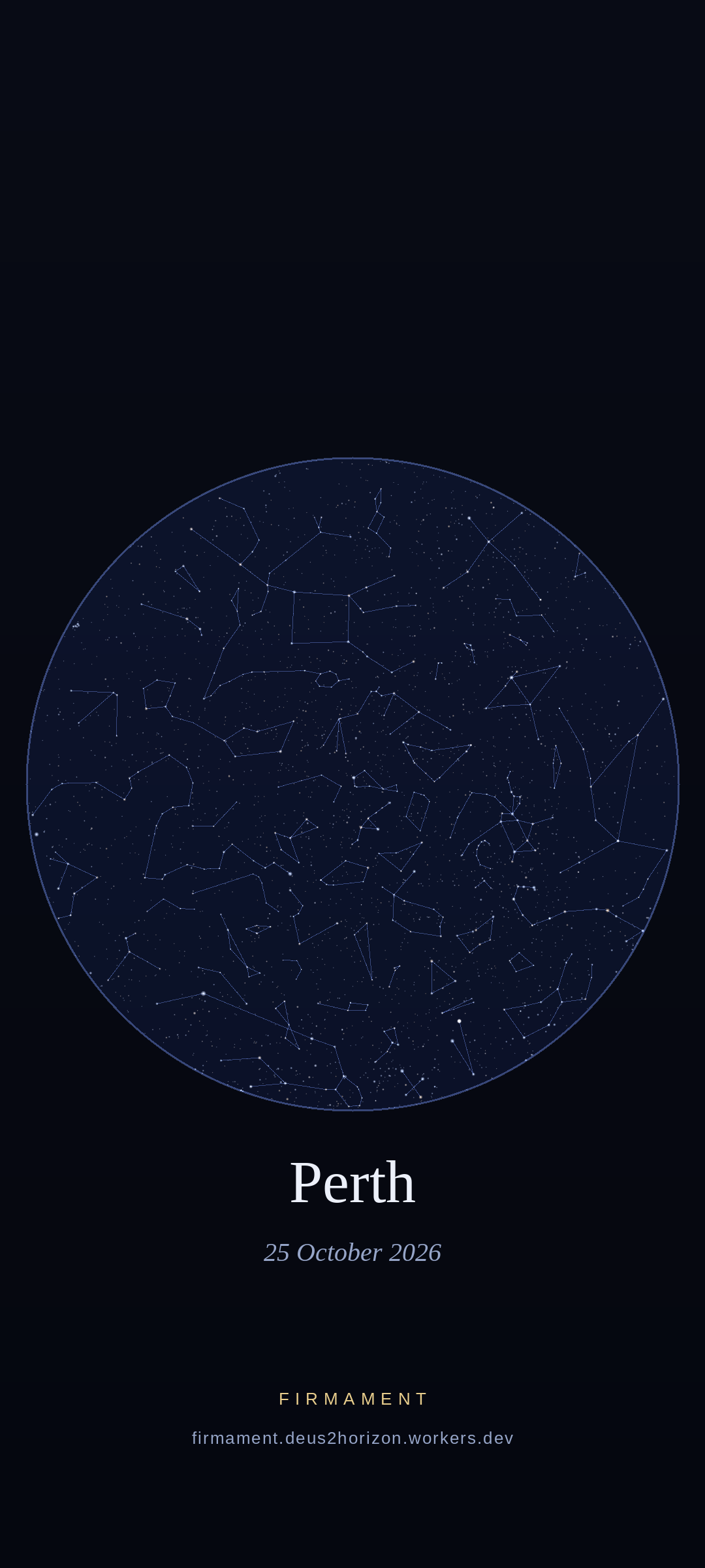 Night sky over Perth, Australia on 25 October 2026